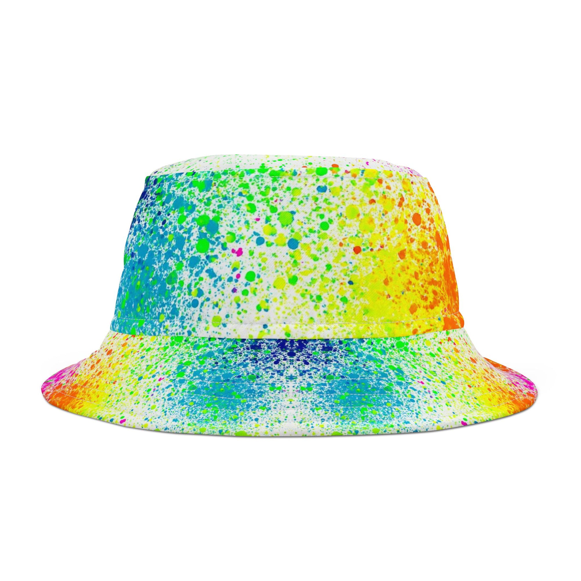 BURST Color Splash Bucket Hat White Neon in Rainbow Colors | Cool Reversible Hat for Summer Festival | Streetwear