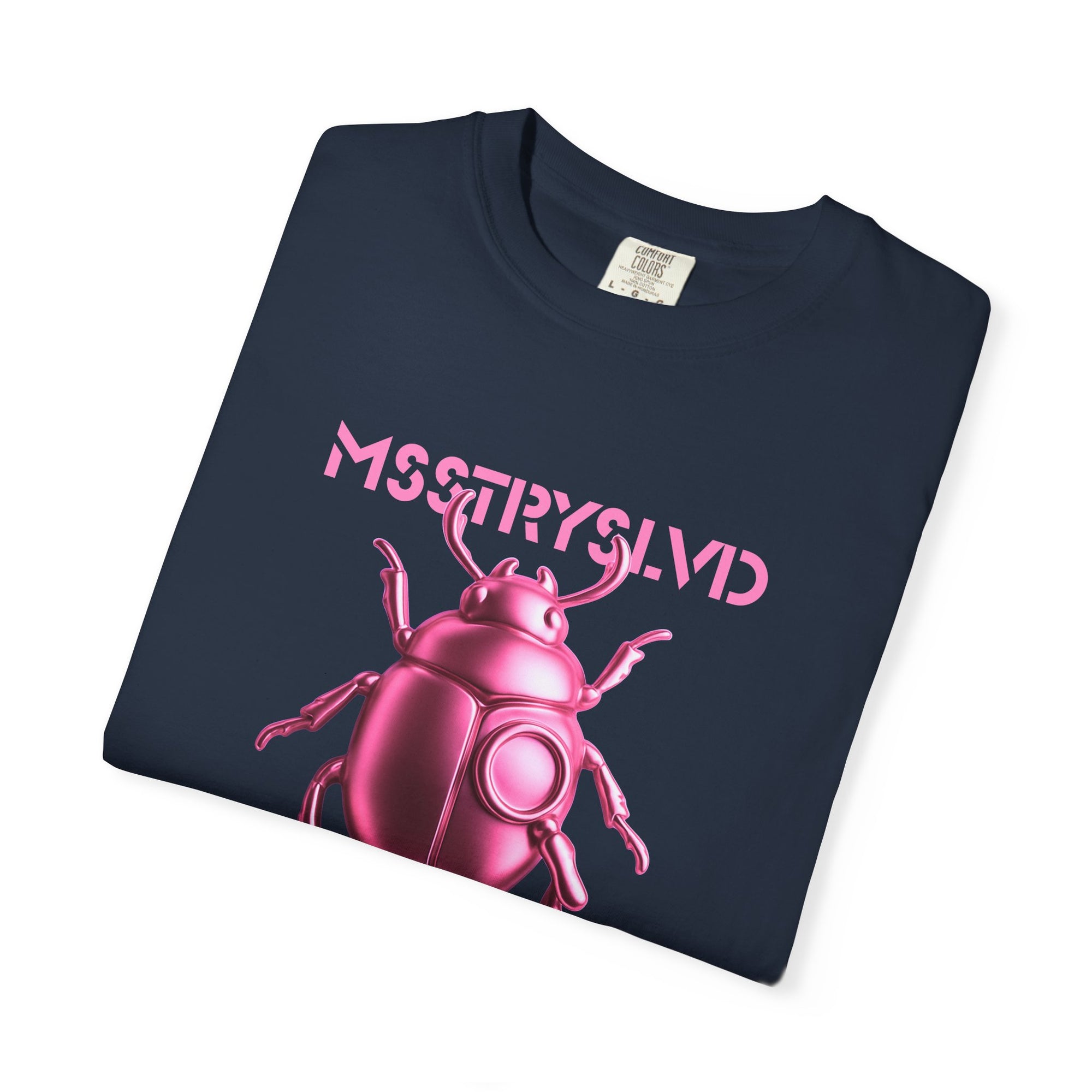 Cyber Beetle Graphic T-Shirt – Futuristic Insect Streetwear Tee, Neon Pink Bug Design Techwear Top For Men & Women