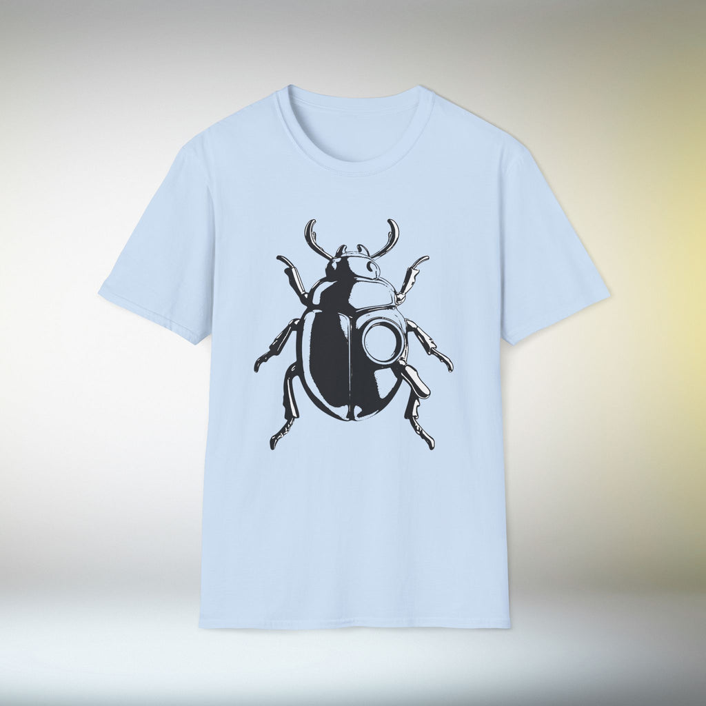 Beetle Graphic T-Shirt – Minimalist Insect Shirt, Nature-Inspired Unisex Tee, Entomology Gift, Aesthetic Bug Design, Unisex Softstyle T-Shirt