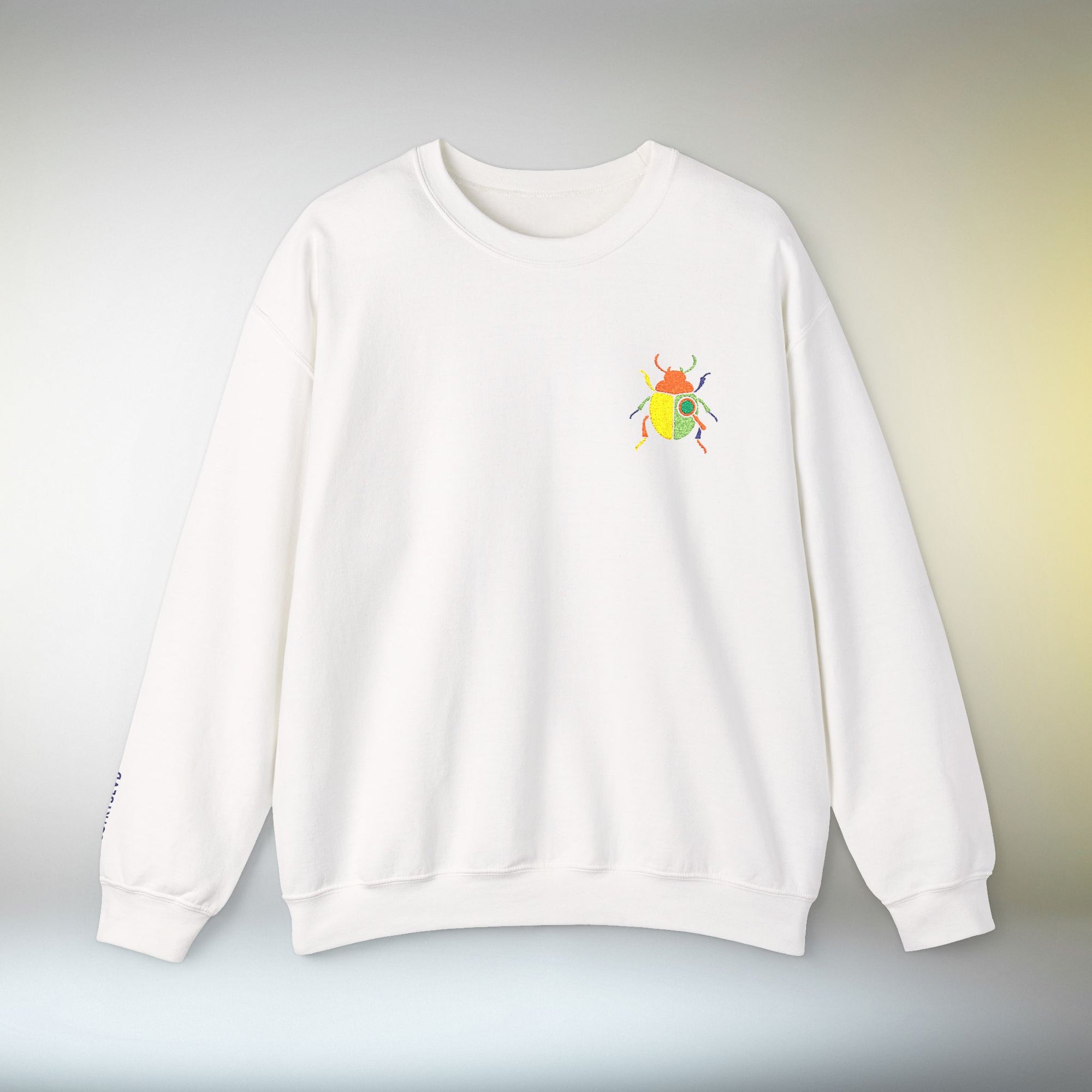 Embroidered Beetle Sweatshirt | Minimal Mystery Insect Design | Unisex Long Sleeve Crewneck | Mid Century Inspired Aesthetic Streetwear