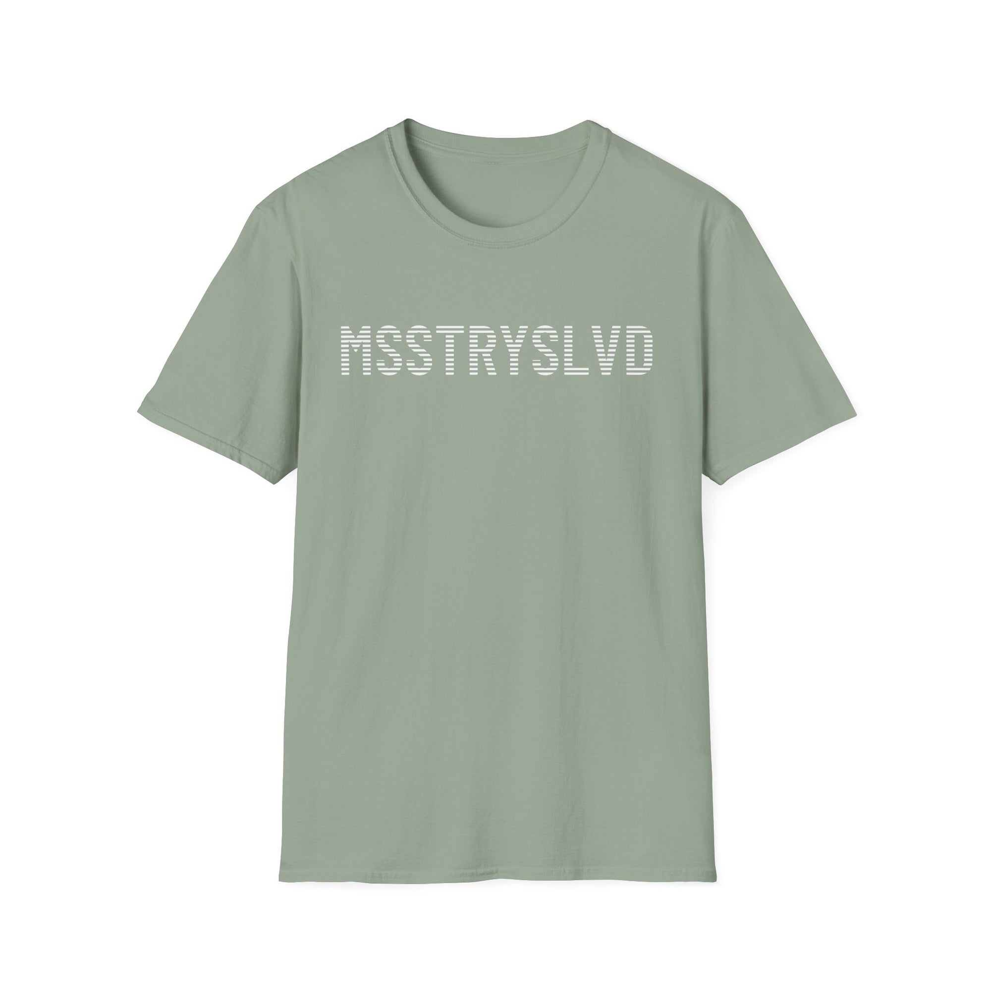 MSSTRYSLVD Word Stripe Graphic T-Shirt – Industrial Font Design Tee, White Bold Text Unisex Shirt, Typography Lovers Gift, Minimalist Urban Style