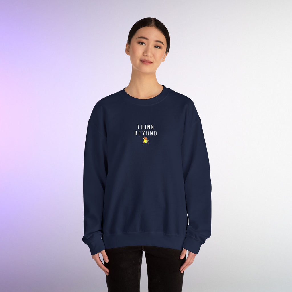 Think Beyond Embroidered Sweatshirt | Minimal Motivational Crewneck, Premium Unisex Embroidery, Thoughtful Streetwear