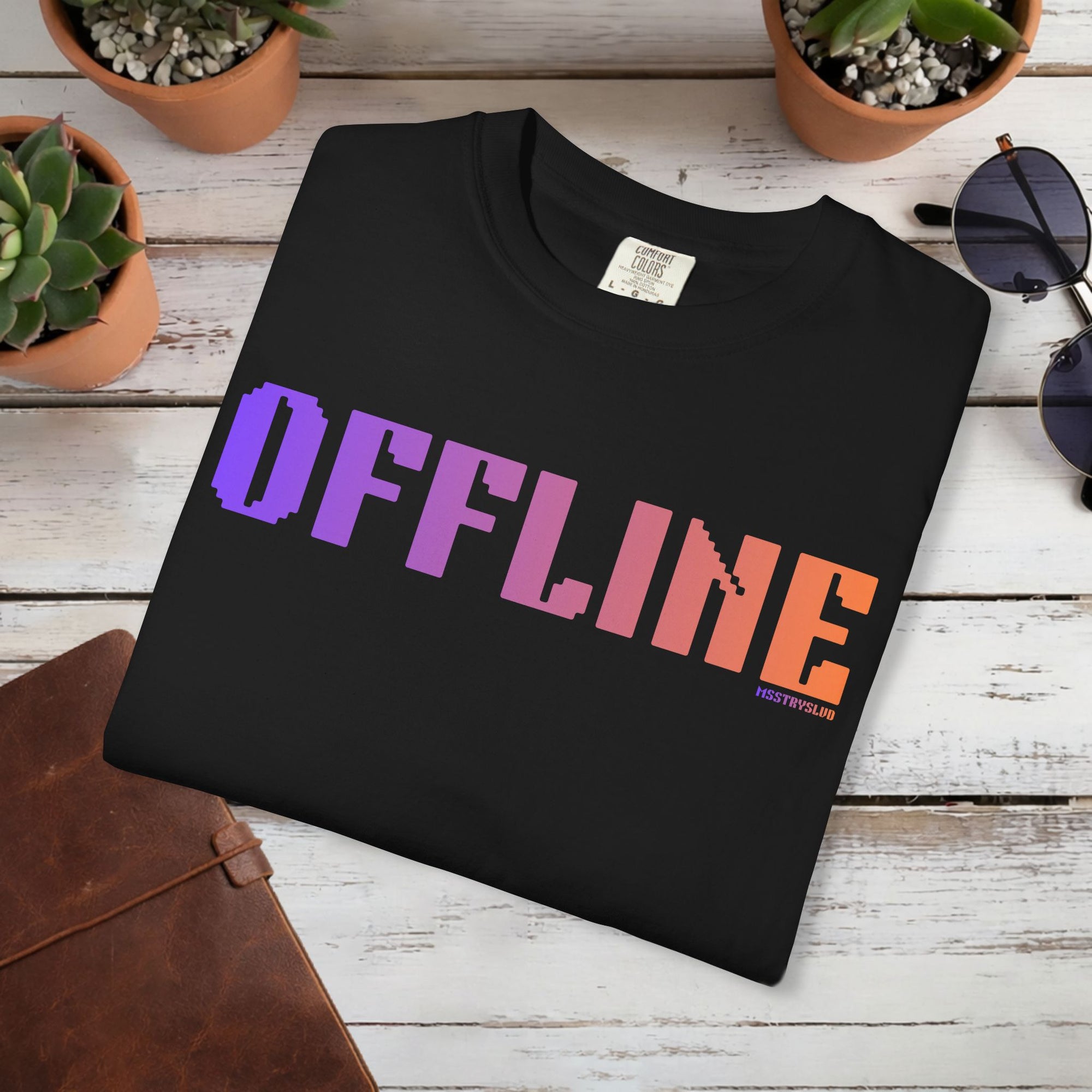 OFFLINE Graphic T Shirt Aesthetic Streetwear Tee, Unisex Minimal Typography Shirt, Travel Pastel Fashion Top