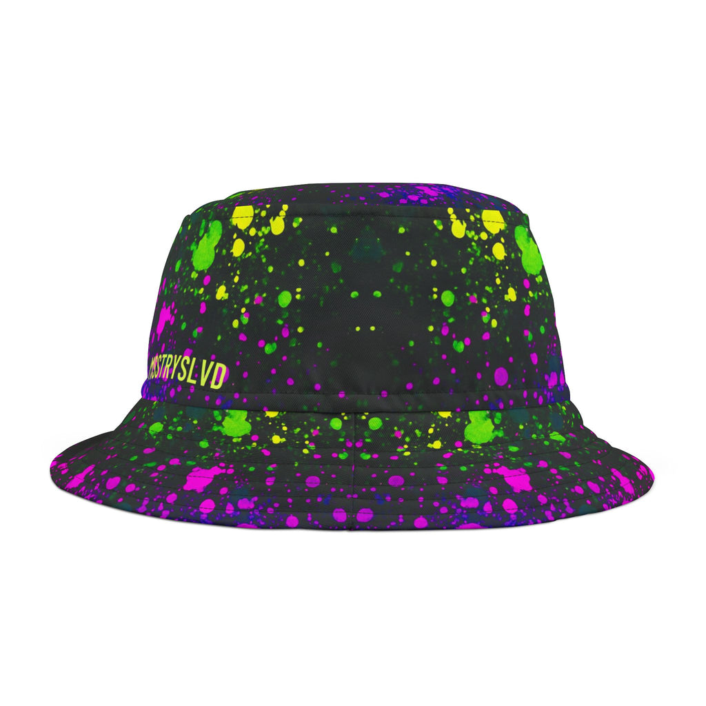 PULSE Color Splash Bucket Hat Neon Splatter in Pink, Yellow, Green & Blue | Unisex Reversible Bold Rave Festival Streetwear