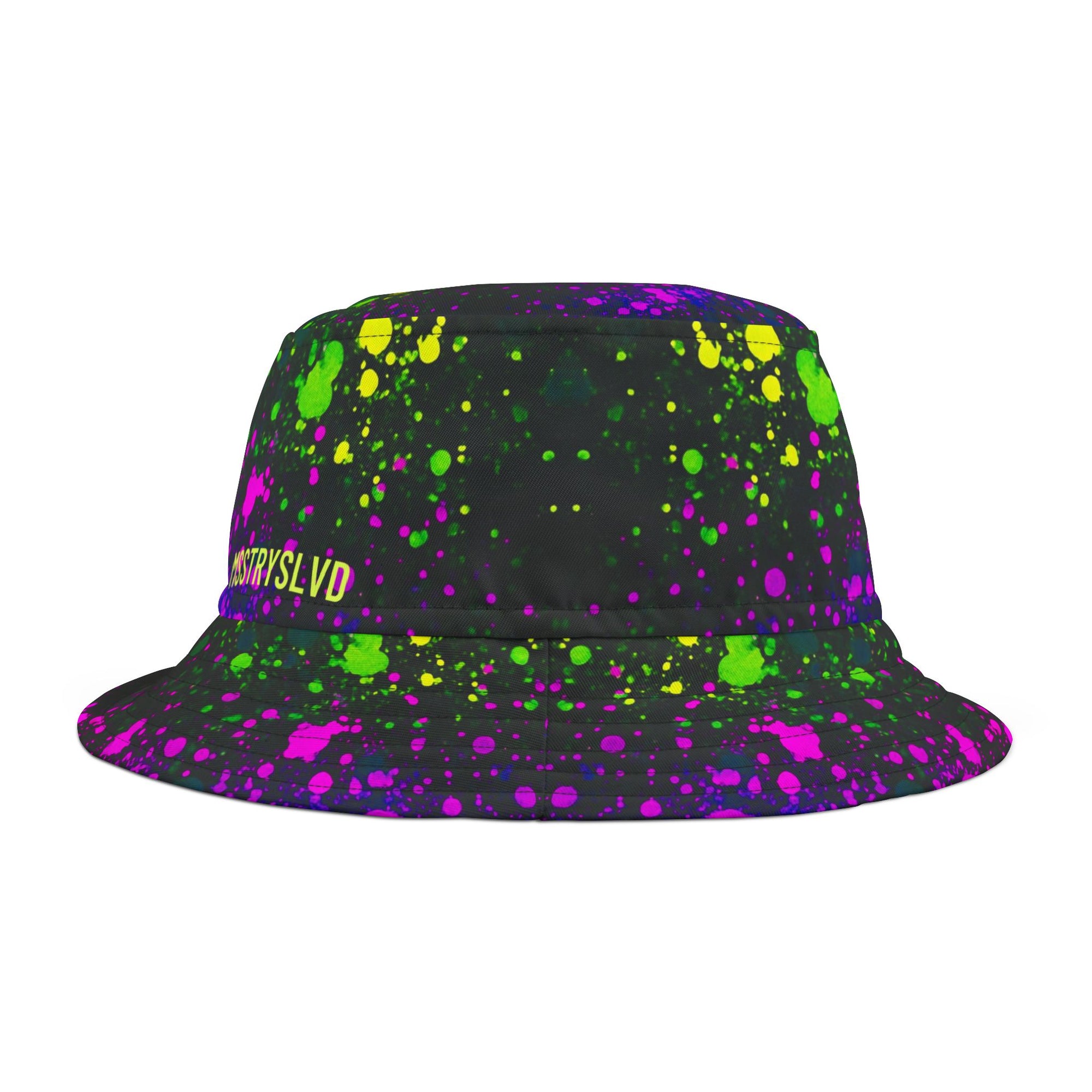 PULSE Color Splash Bucket Hat Neon Splatter in Pink, Yellow, Green & Blue | Unisex Reversible Bold Rave Festival Streetwear