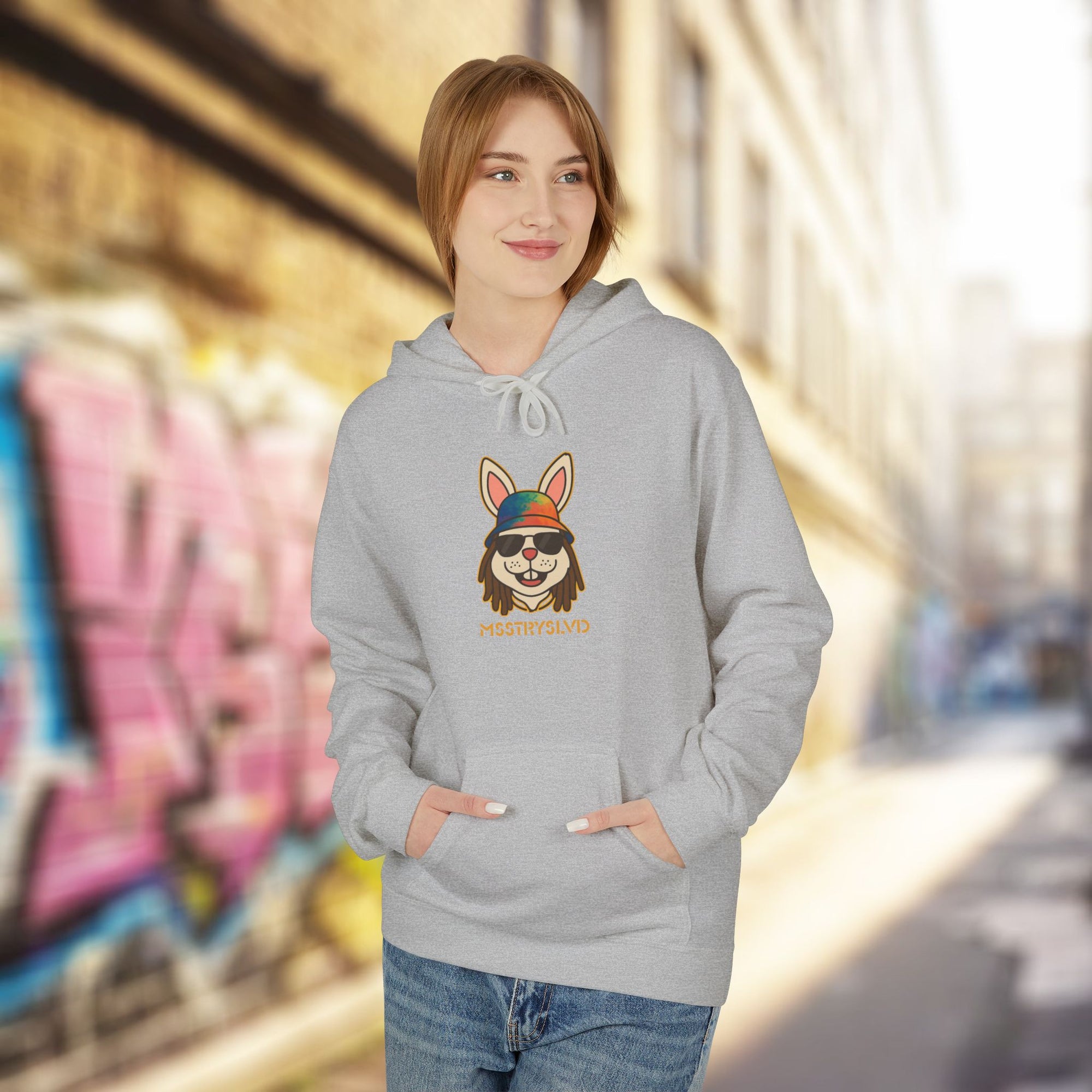 Reggae Bunny Graphic Hoodie | Rabbit with Bucket Hat & Sunglasses Streetwear