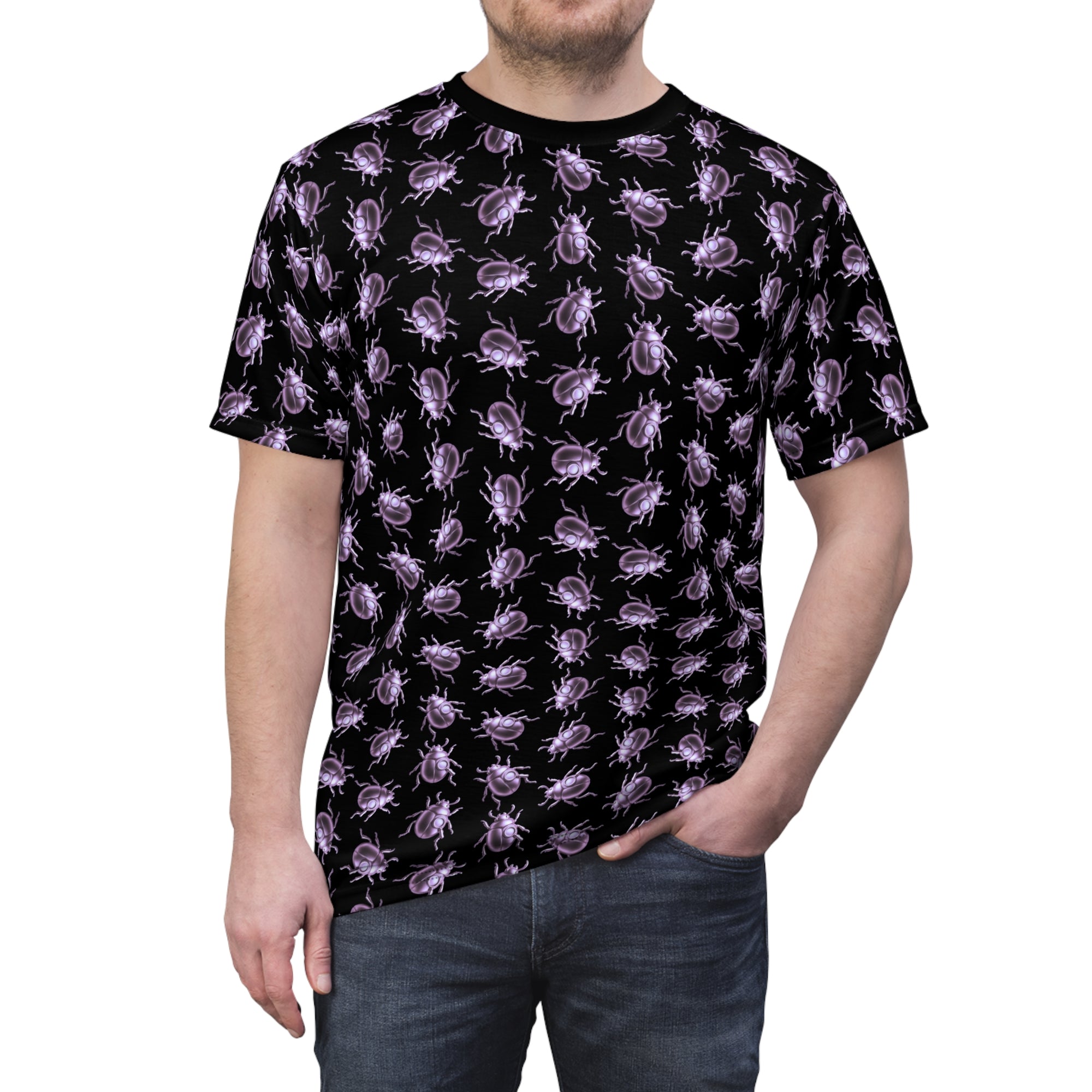 Beetle Neon Purple Color Pop All Over Print T Shirt For Men & Women