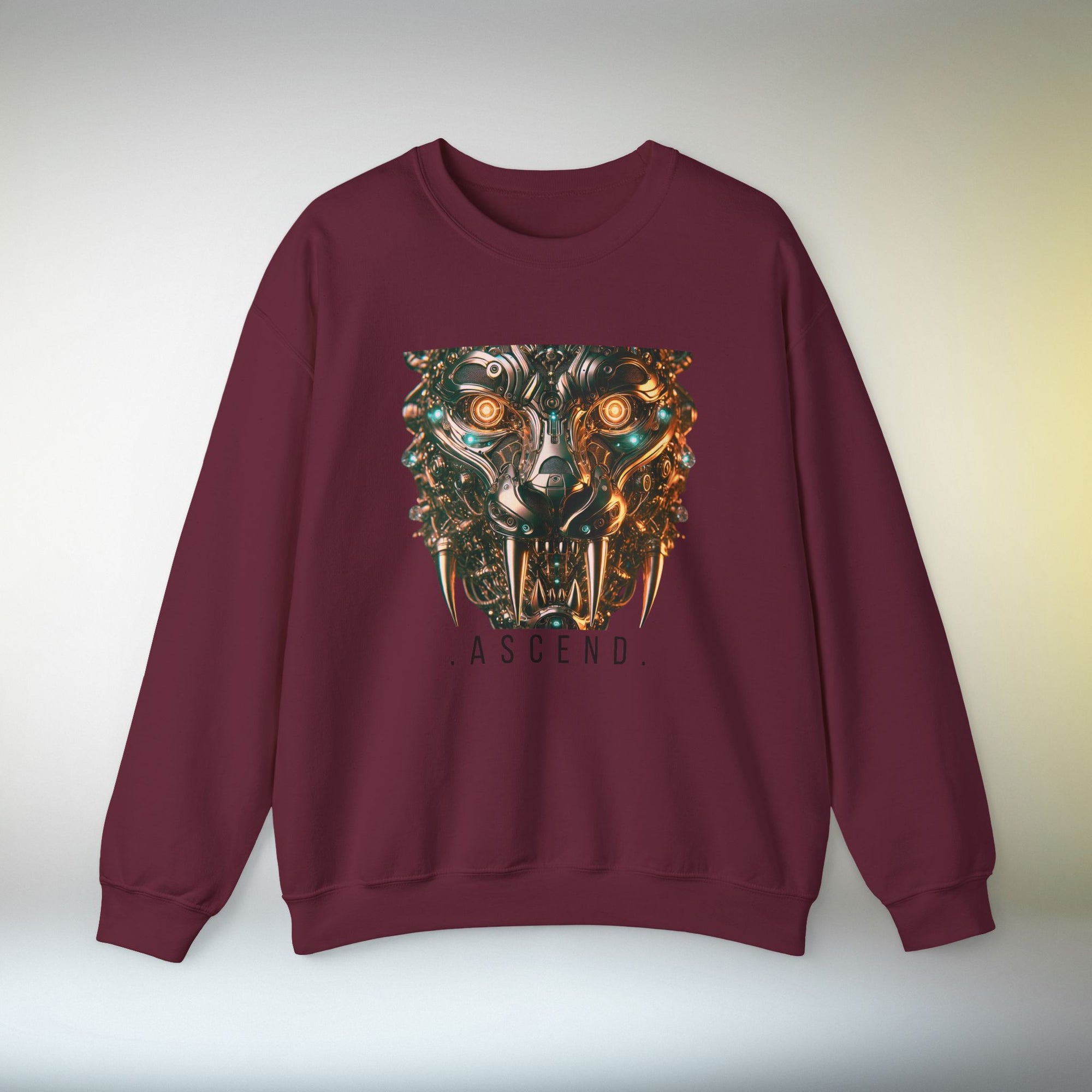 ASCEND Cyber Panther Sweatshirt | Futuristic Mechanical Animal Graphic Crewneck, Sci-Fi Streetwear Unisex