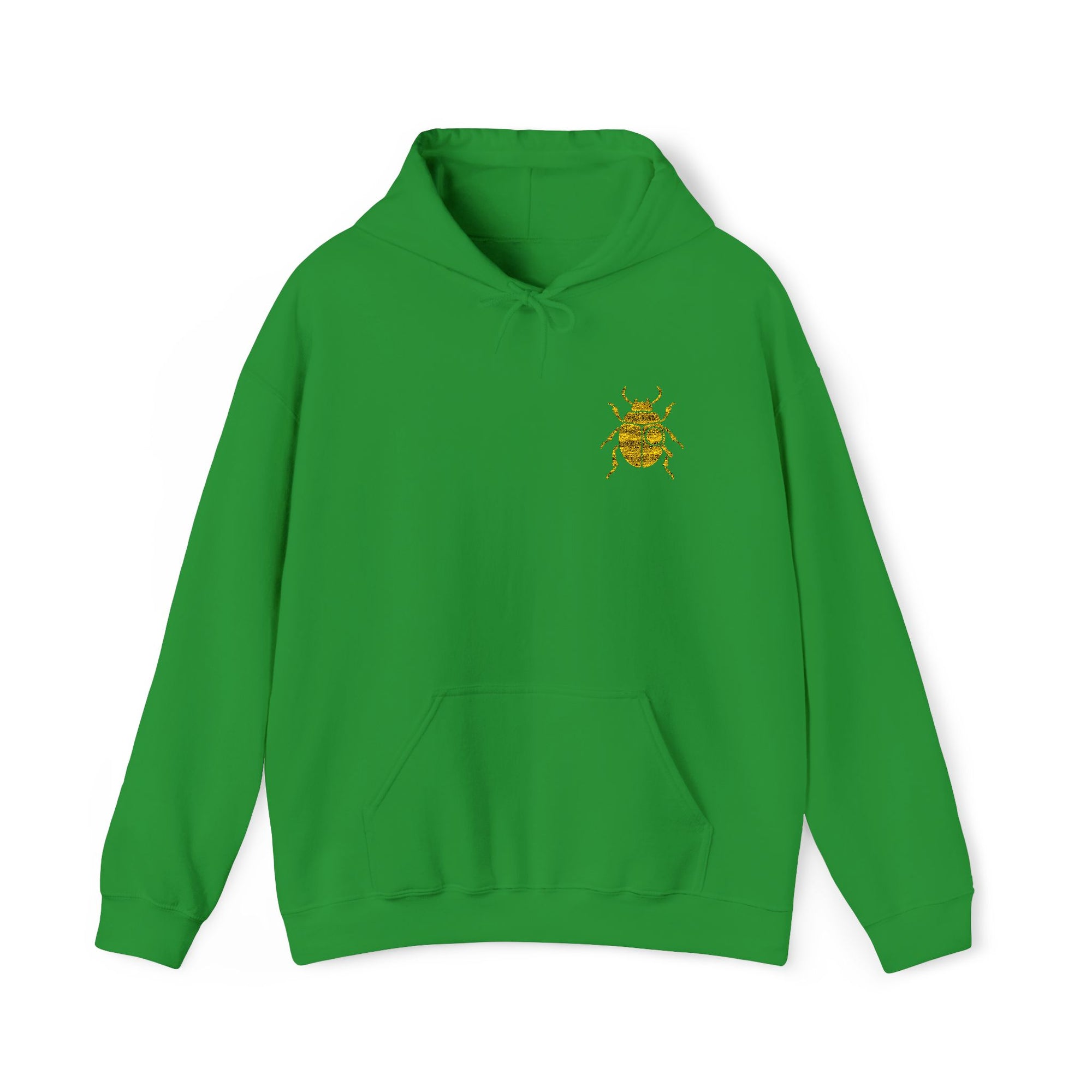 Gold Beetle Embroidered Hoodie – Futuristic Steampunk Insect, Unique Golden Bug Fashion Top | Unisex Heavy Blend Hooded Sweatshirt