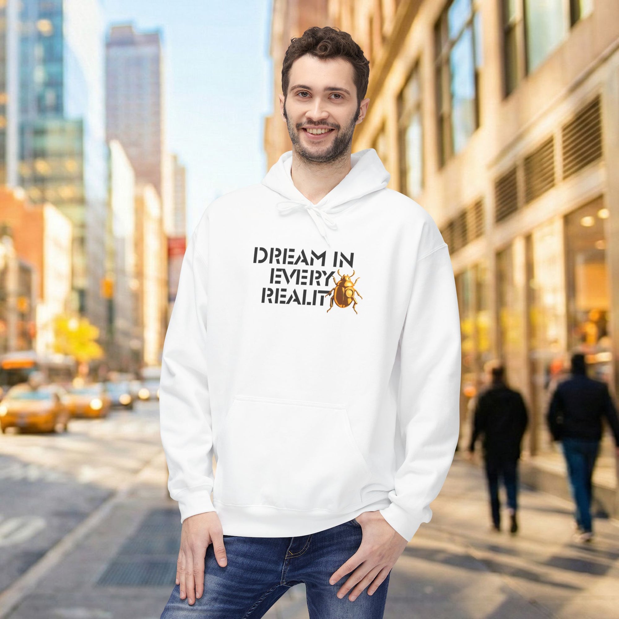 Dream In Every Reality Hoodie - Code Breaker Bold Text Futuristic Typography Top
