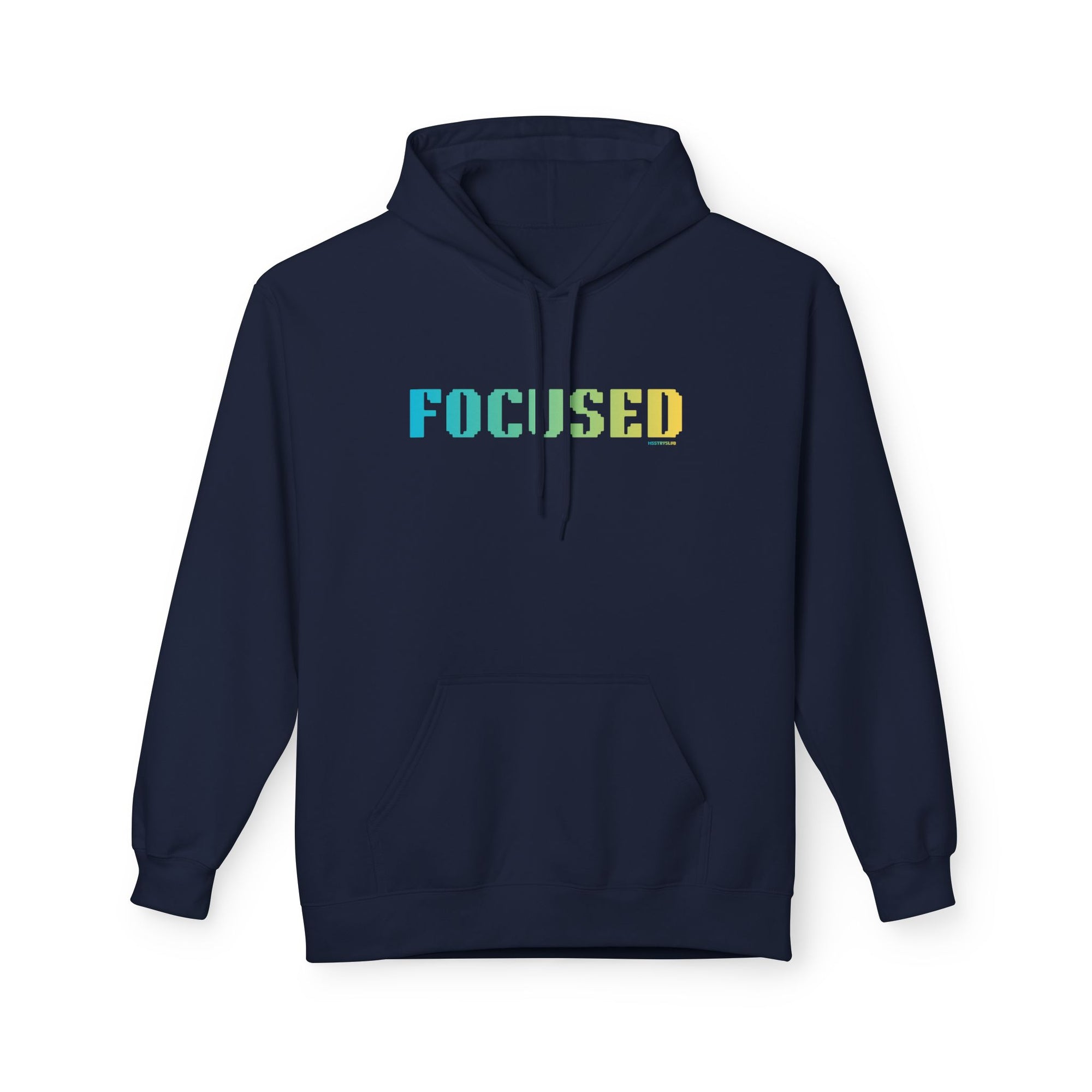 Focused Bold Big Quote Hoodie | Bold Colorful Print Retro Graphic Pullover