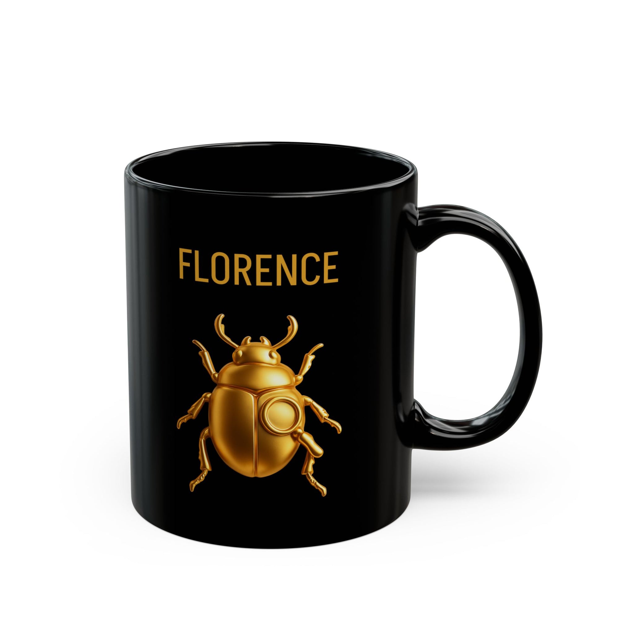 Florence - Golden Beetle Black Mug (11oz, 15oz)