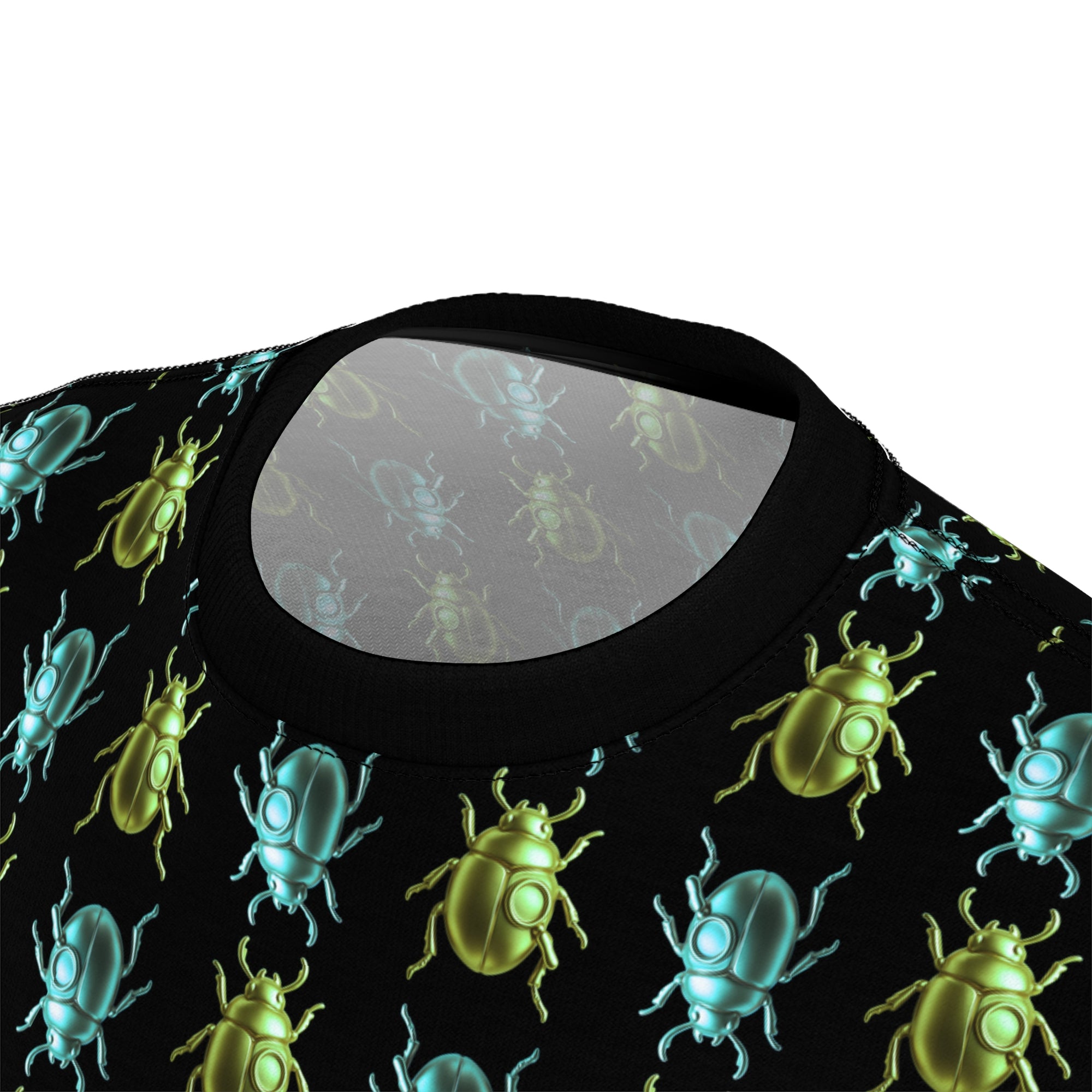 Beetle Neon Aqua Blue Green Color Pop, All Over Print T Shirt For Men & Women