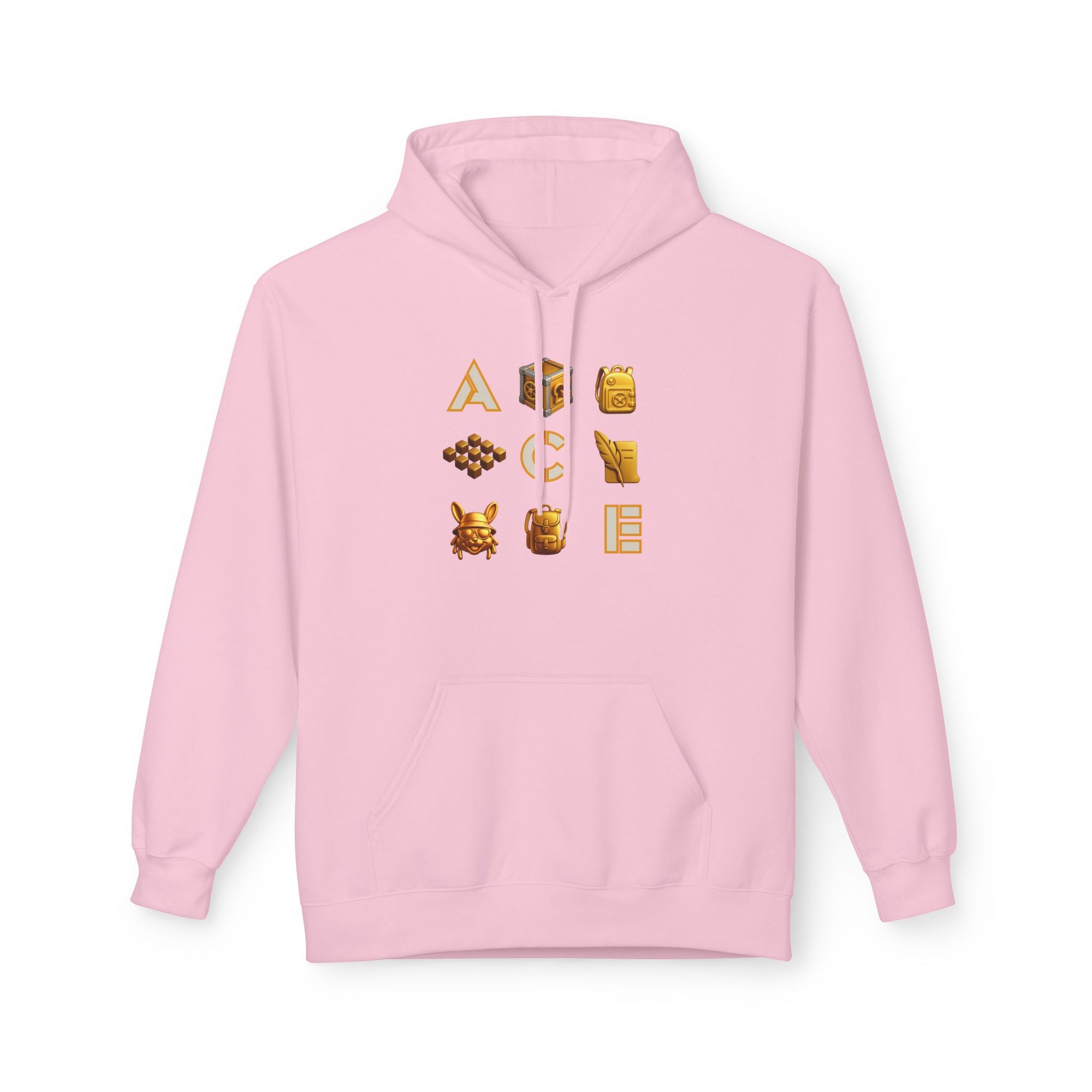 ACE Icon Hoodie – Golden Vault Game Symbols, Retro Gamer Puzzle Graphic Hoodie