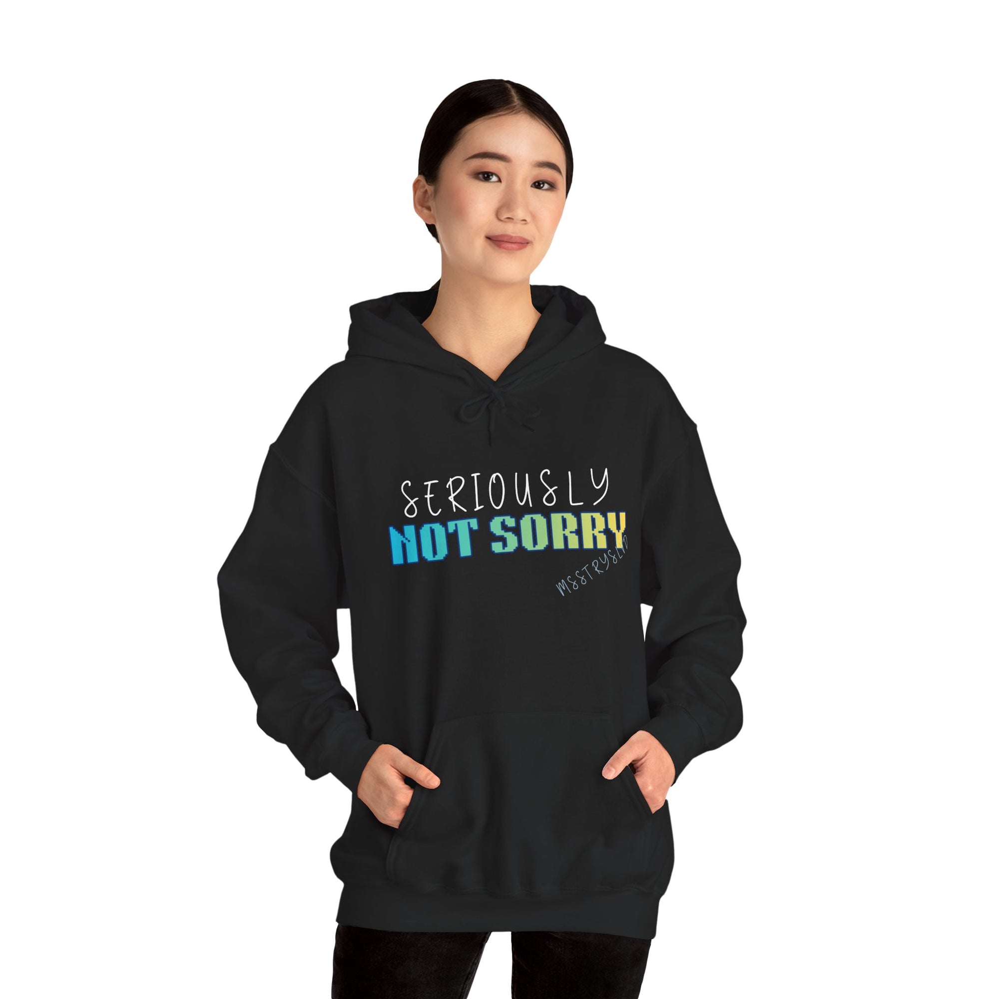 Embroidered 'Seriously Not Sorry' Heavy Blend™ Hooded Sweatshirt Sassy Quote
