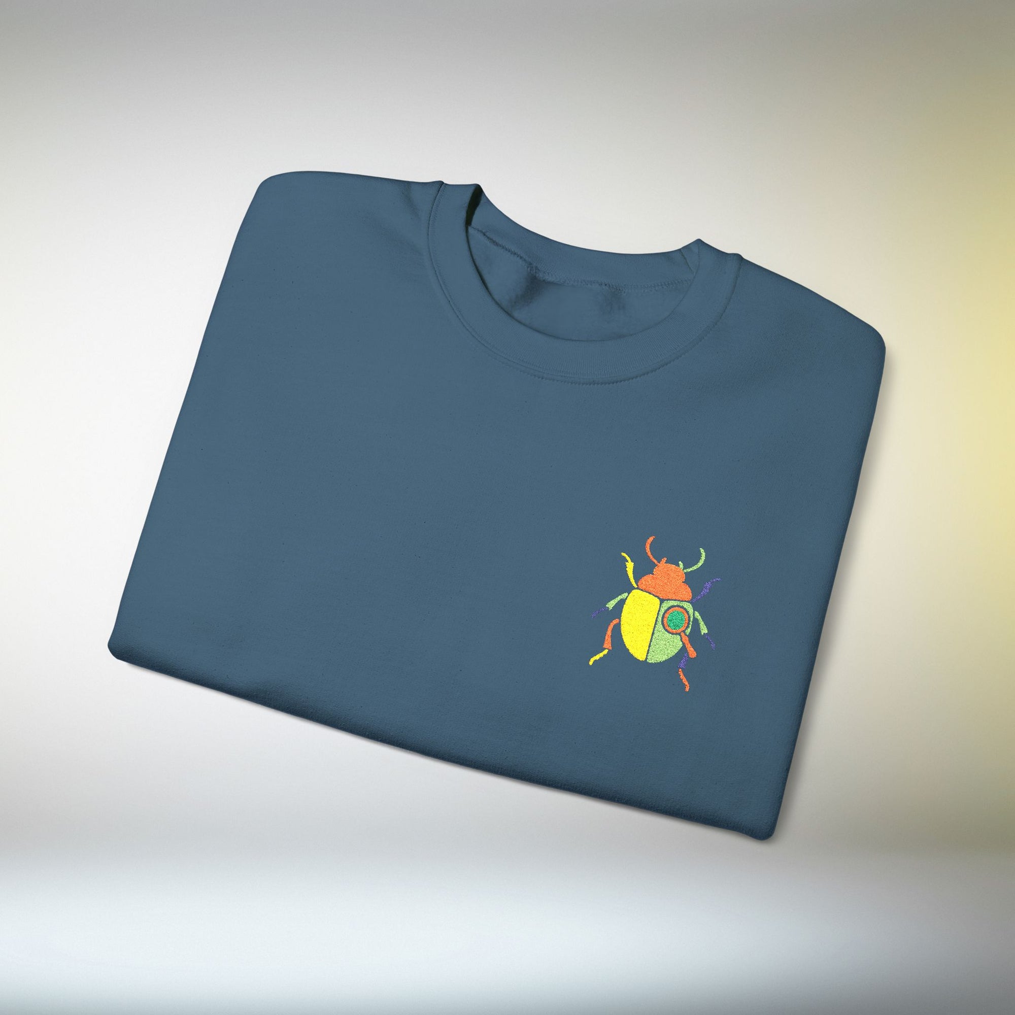 Embroidered Beetle Sweatshirt | Minimal Mystery Insect Design | Unisex Long Sleeve Crewneck | Mid Century Inspired Aesthetic Streetwear