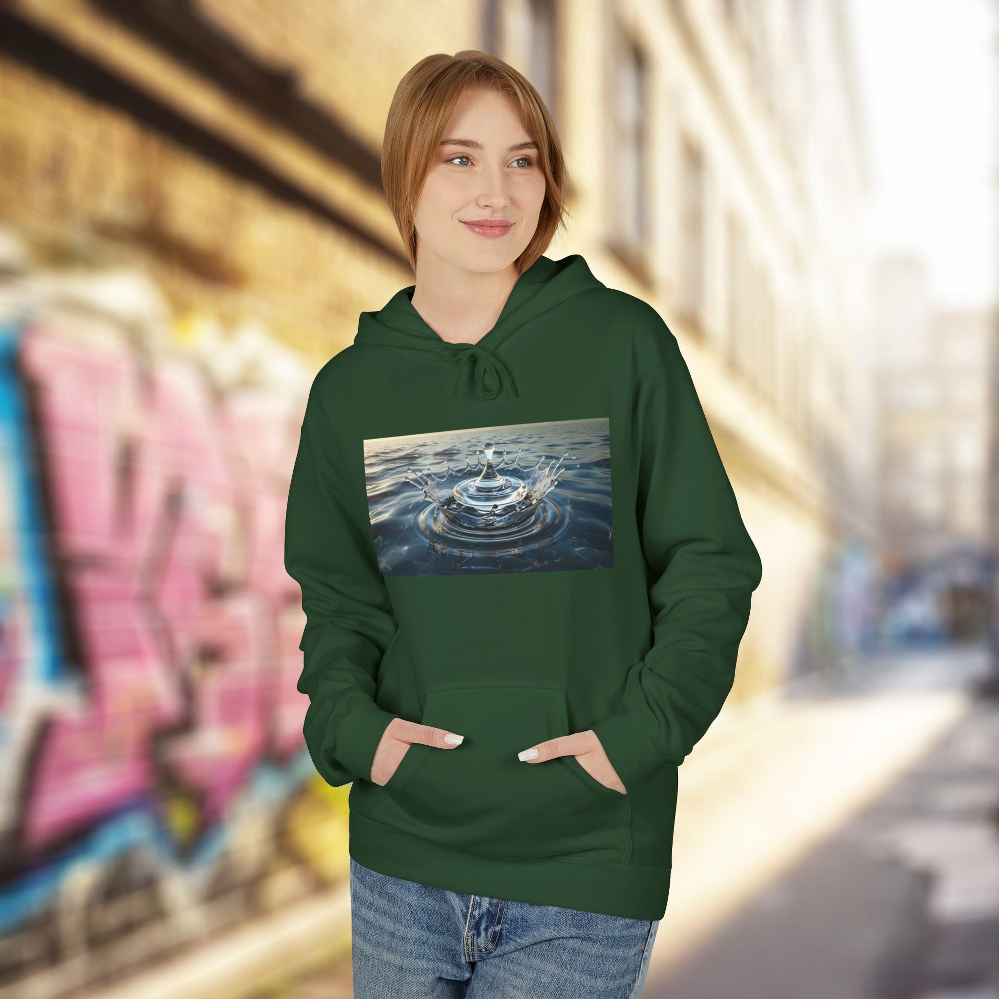 Liquid Balance Hoodie – Reflective Glass Spinning Top Design | Mindful Minimalist Streetwear