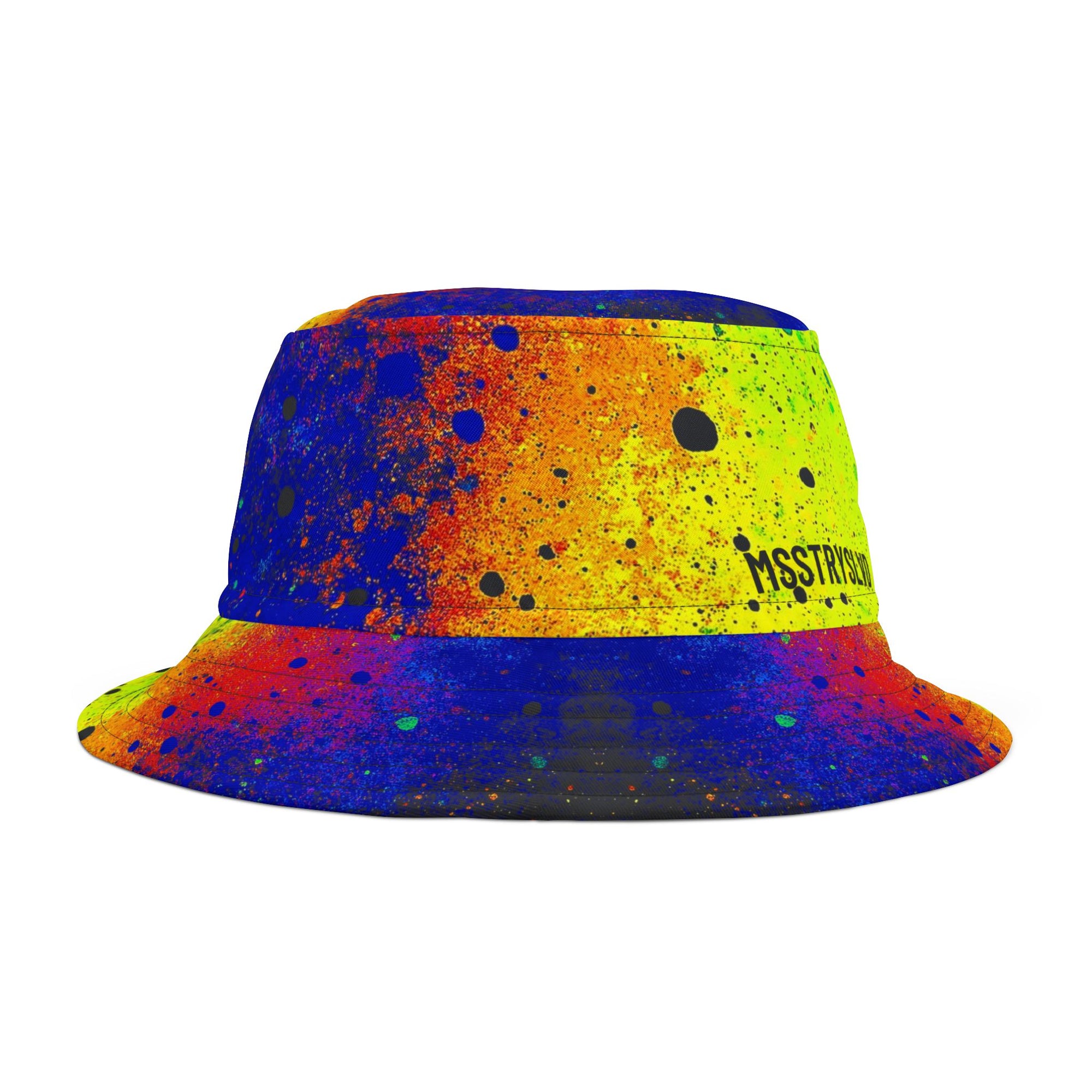BEACON Color Splash Bucket Hat in Neon Yellow, Blue & Orange | Reversible Bold Streetwear Festival Hat Unisex