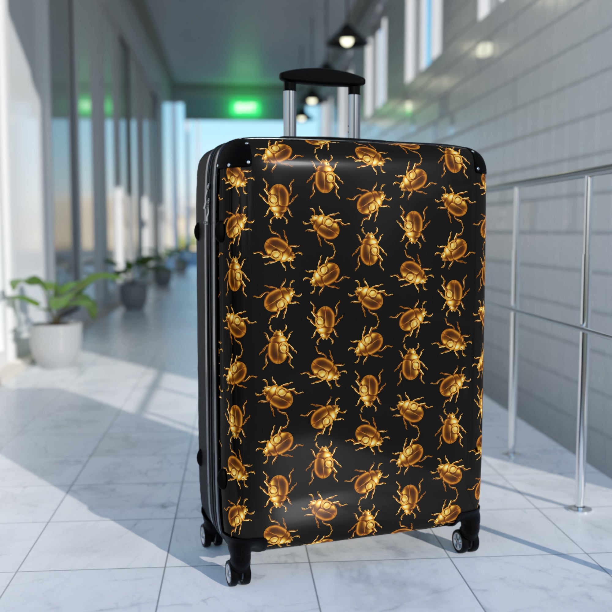 ✈️ "BUGGED AND BOLD" Suitcase - Golden Scarab Beetle Luggage