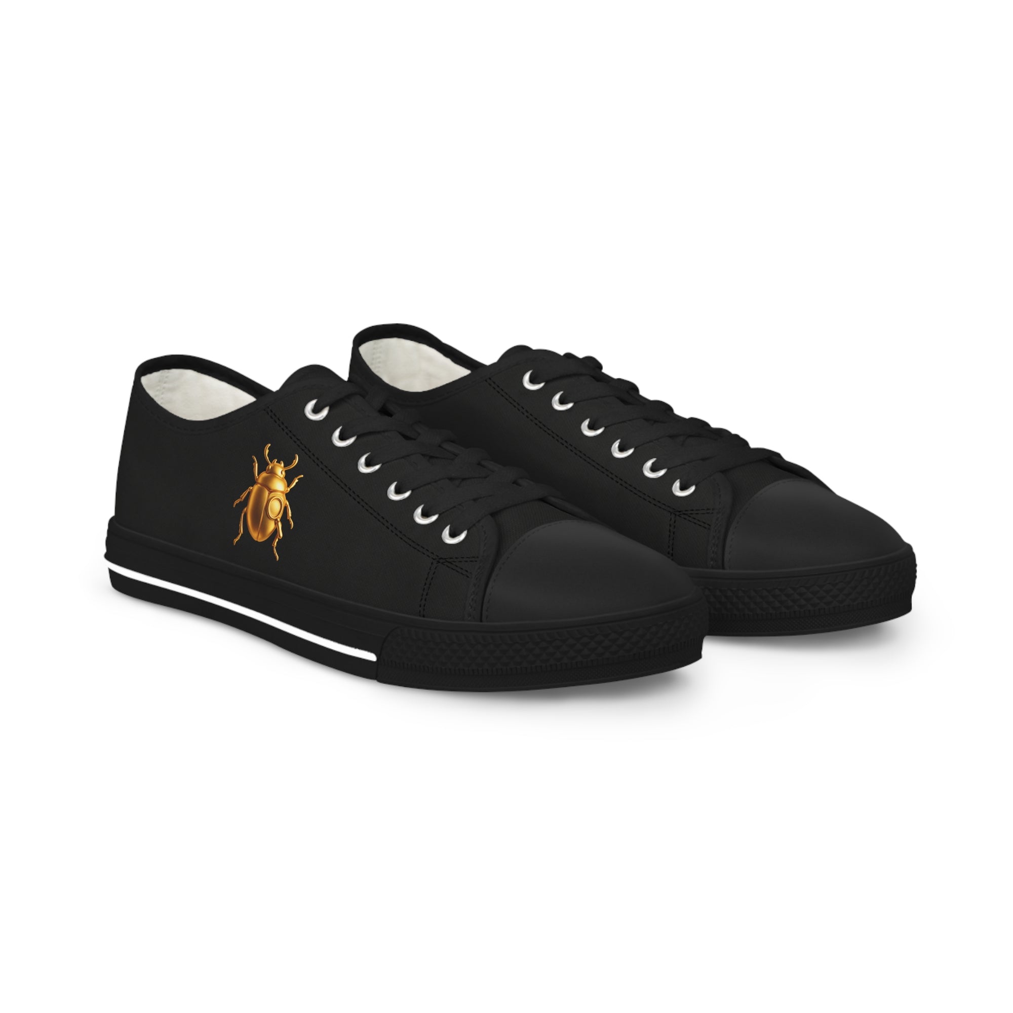 “DARKWALKER V1” Unisex Low Top Sneakers – Black & Gold Beetle Streetwear Edition, Men & Women