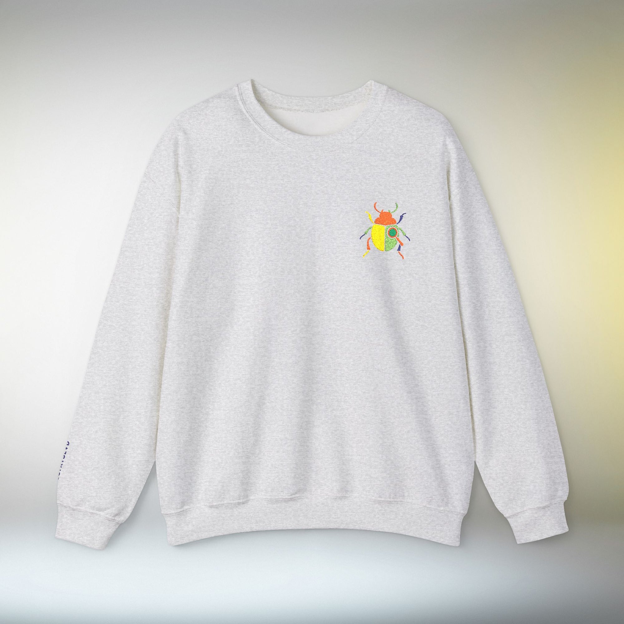 Embroidered Beetle Sweatshirt | Minimal Mystery Insect Design | Unisex Long Sleeve Crewneck | Mid Century Inspired Aesthetic Streetwear