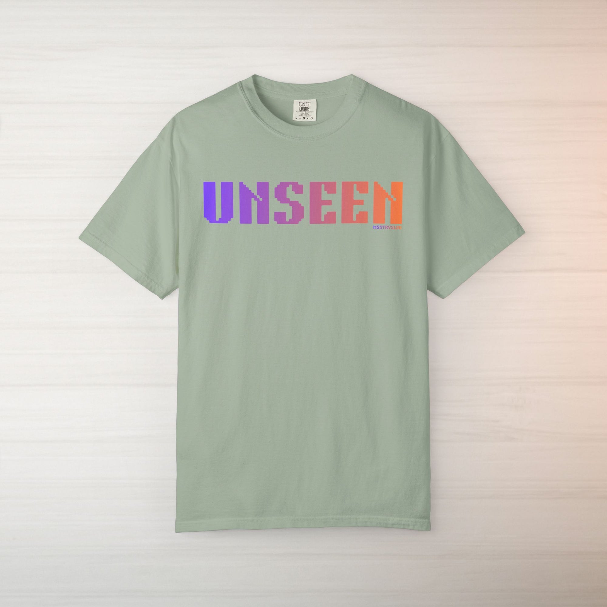 UNSEEN Graphic T Shirt Aesthetic Streetwear Tee, Retro Pixel Unisex Minimal Typography Statement Shirt, Travel Pastel Fashion Top
