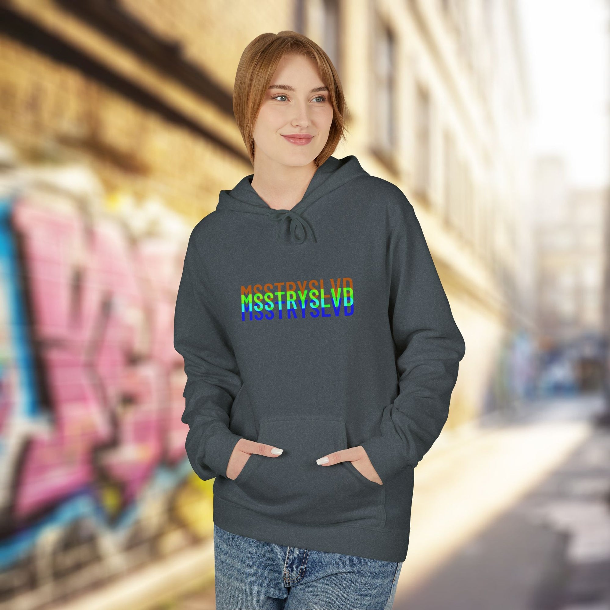 Neon Glitch Type Hoodie – Bold Text Typography Lovers Gift Graphic Hoodie