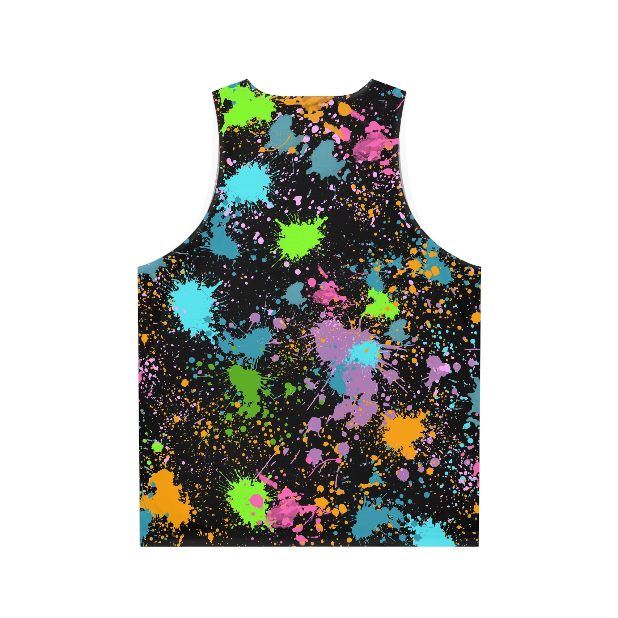 Unisex Tank Top Neon Paint Splatter | Colourful Graphic Top Festival Rave Streetwear