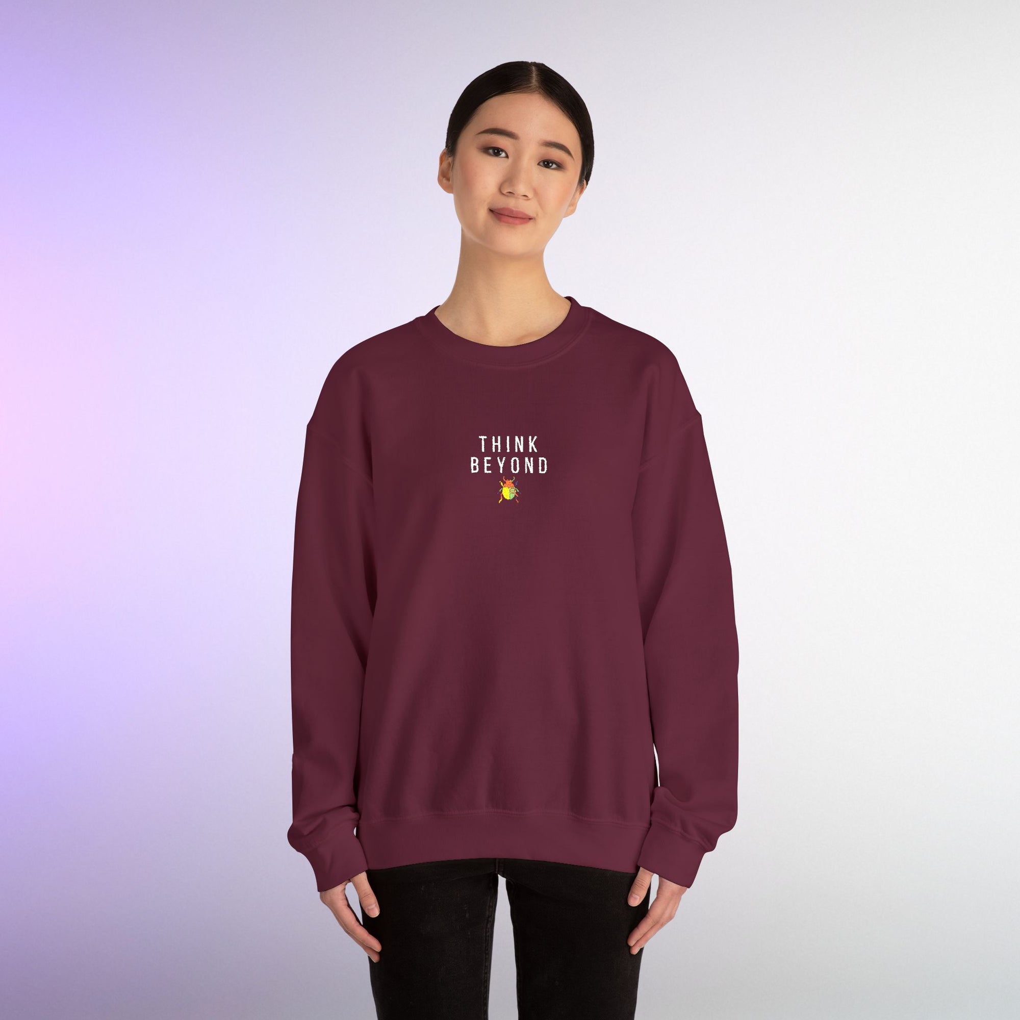 Think Beyond Embroidered Sweatshirt | Minimal Motivational Crewneck, Premium Unisex Embroidery, Thoughtful Streetwear