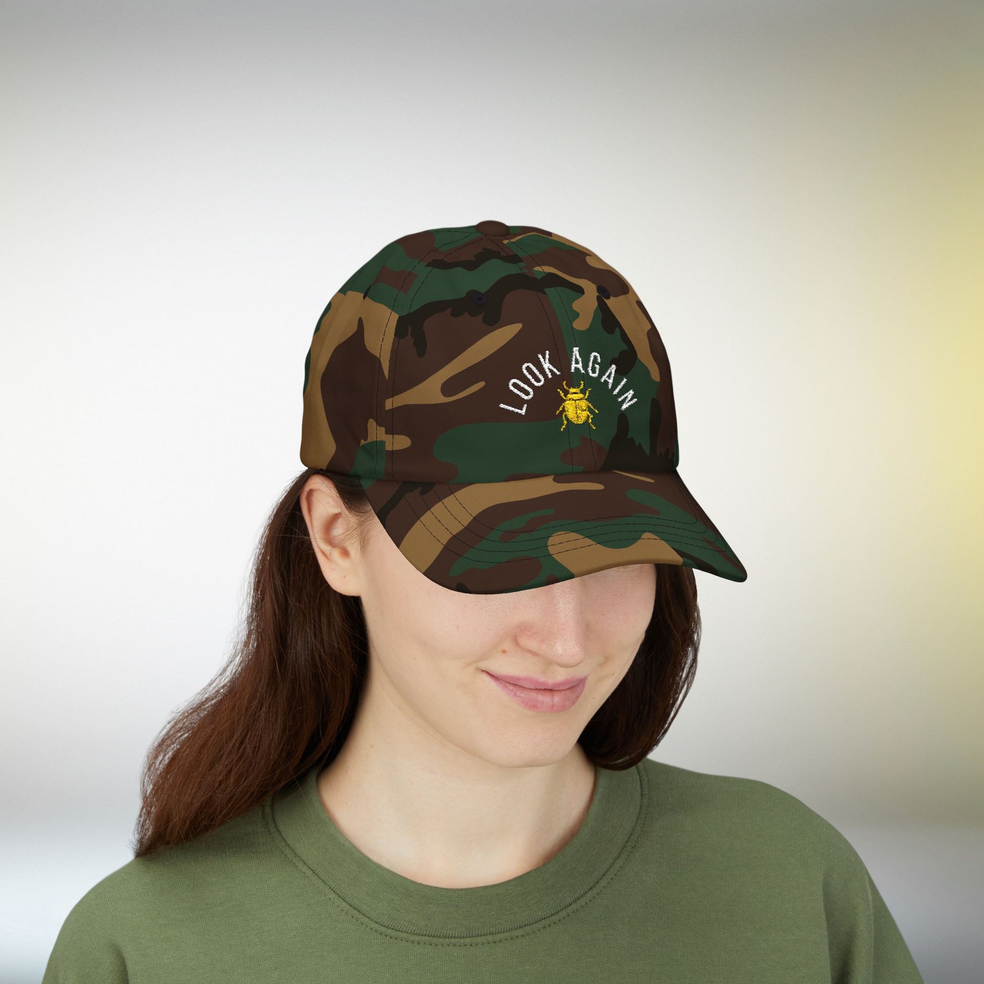 Look Again Embroidered Cap | Minimal Beetle Dad Hat, Premium Unisex Embroidery, Subtle Streetwear Hat