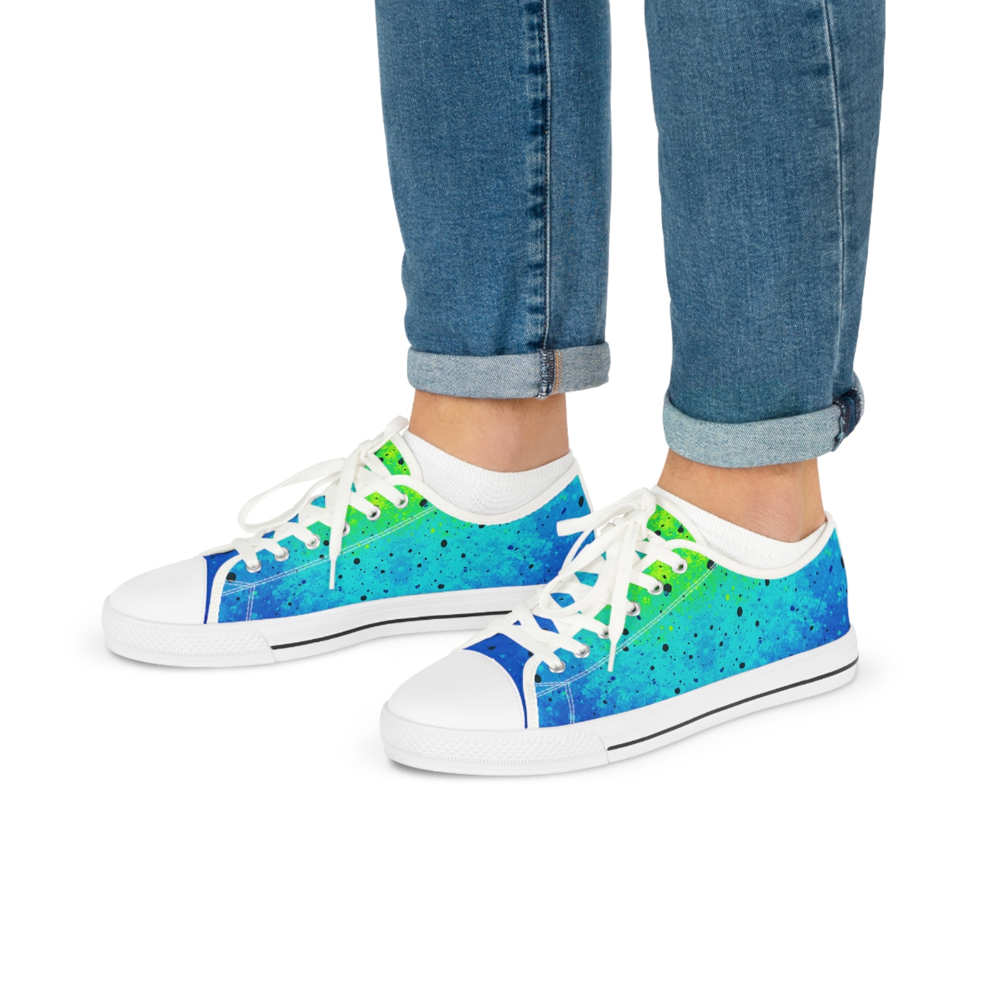 “AQUA V1” Unisex Low Top Sneakers – Color Gradient Graffiti Streetwear Edition, Men & Women