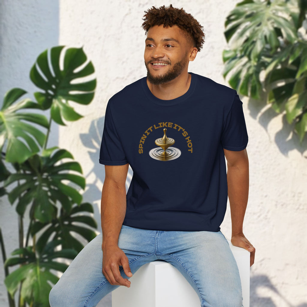 Spin It Like It's Hot T-Shirt – Funny Golden Spinning Top Tee | Glam & Balance Graphic Shirt