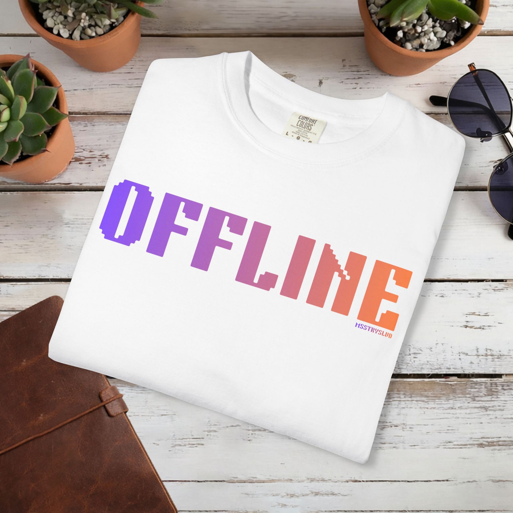 OFFLINE Graphic T Shirt Aesthetic Streetwear Tee, Unisex Minimal Typography Shirt, Travel Pastel Fashion Top