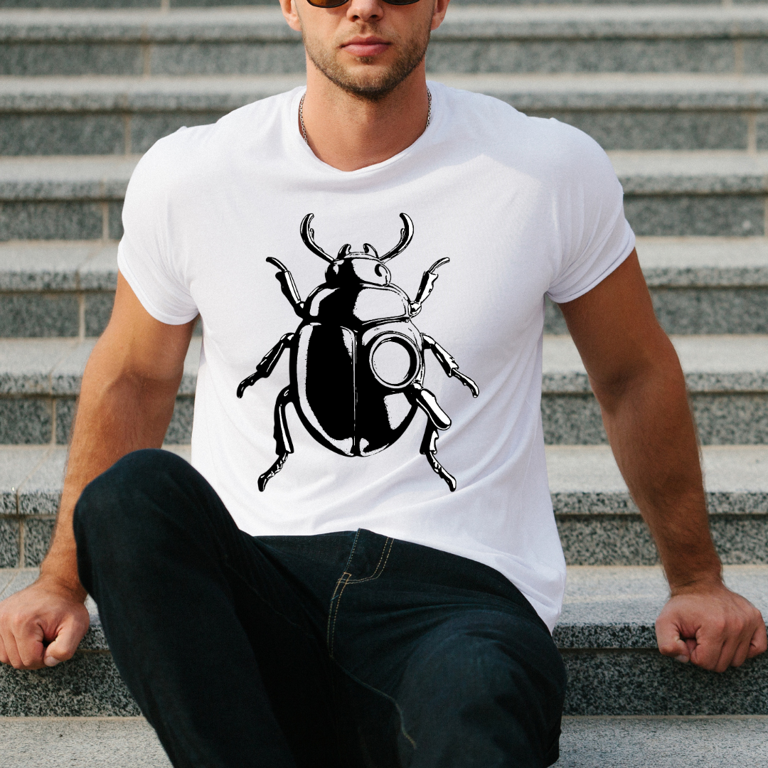 Beetle Graphic T-Shirt – Minimalist Insect Shirt, Nature-Inspired Unisex Tee, Entomology Gift, Aesthetic Bug Design, Unisex Softstyle T-Shirt