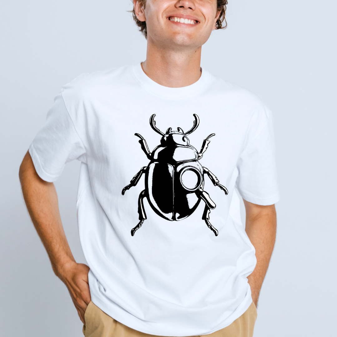 Beetle Graphic T-Shirt – Minimalist Insect Shirt, Nature-Inspired Unisex Tee, Entomology Gift, Aesthetic Bug Design, Unisex Softstyle T-Shirt