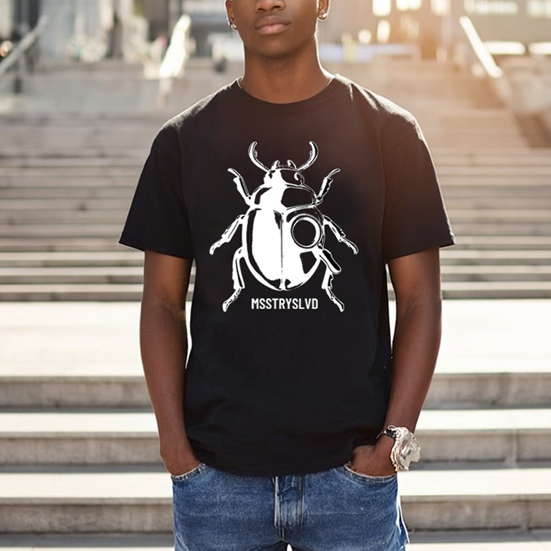 Beetle Graphic T-Shirt – Minimalist Insect Shirt, Nature-Inspired Unisex Tee, Entomology Gift, Aesthetic Bug Design White Graphic
