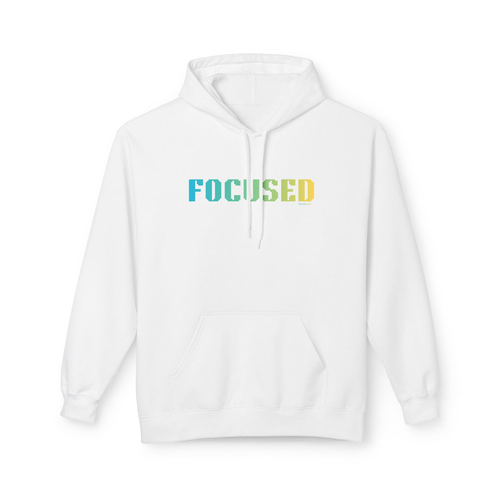 Focused Bold Big Quote Hoodie | Bold Colorful Print Retro Graphic Pullover