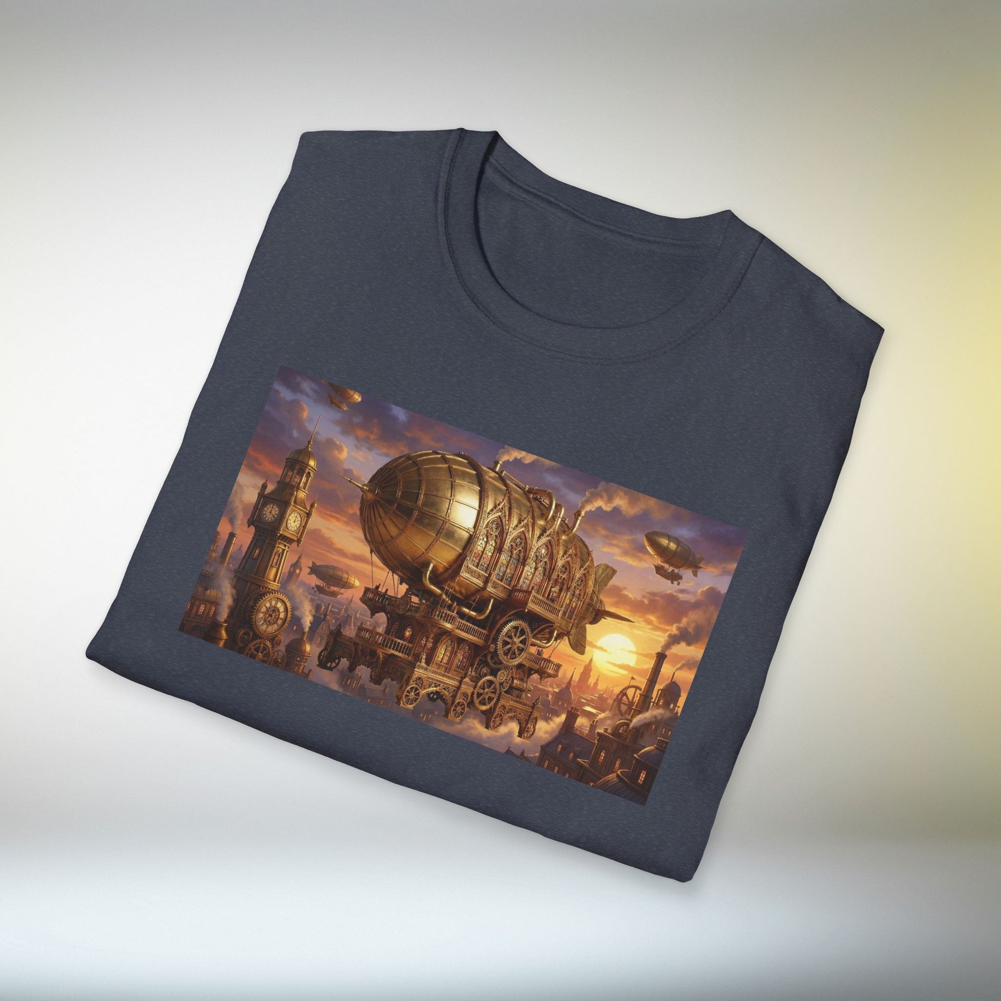 Steampunk Airship T-Shirt | Fantasy Vintage Flying Machine Graphic Tee Retro