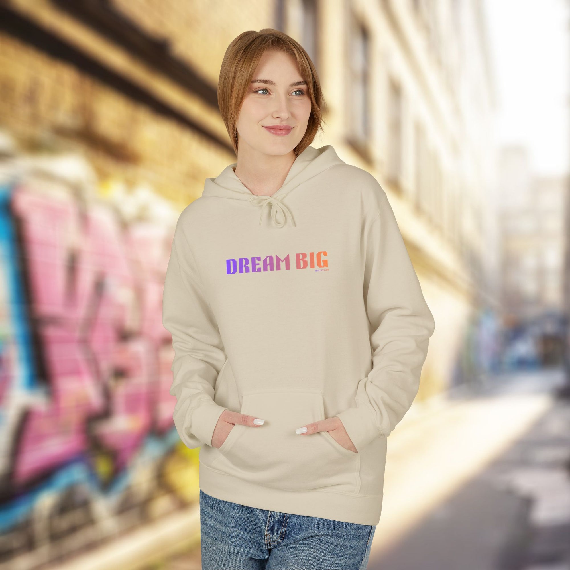 Dream Big Quote Hoodie | Bold Colorful Print Retro Graphic Pullover