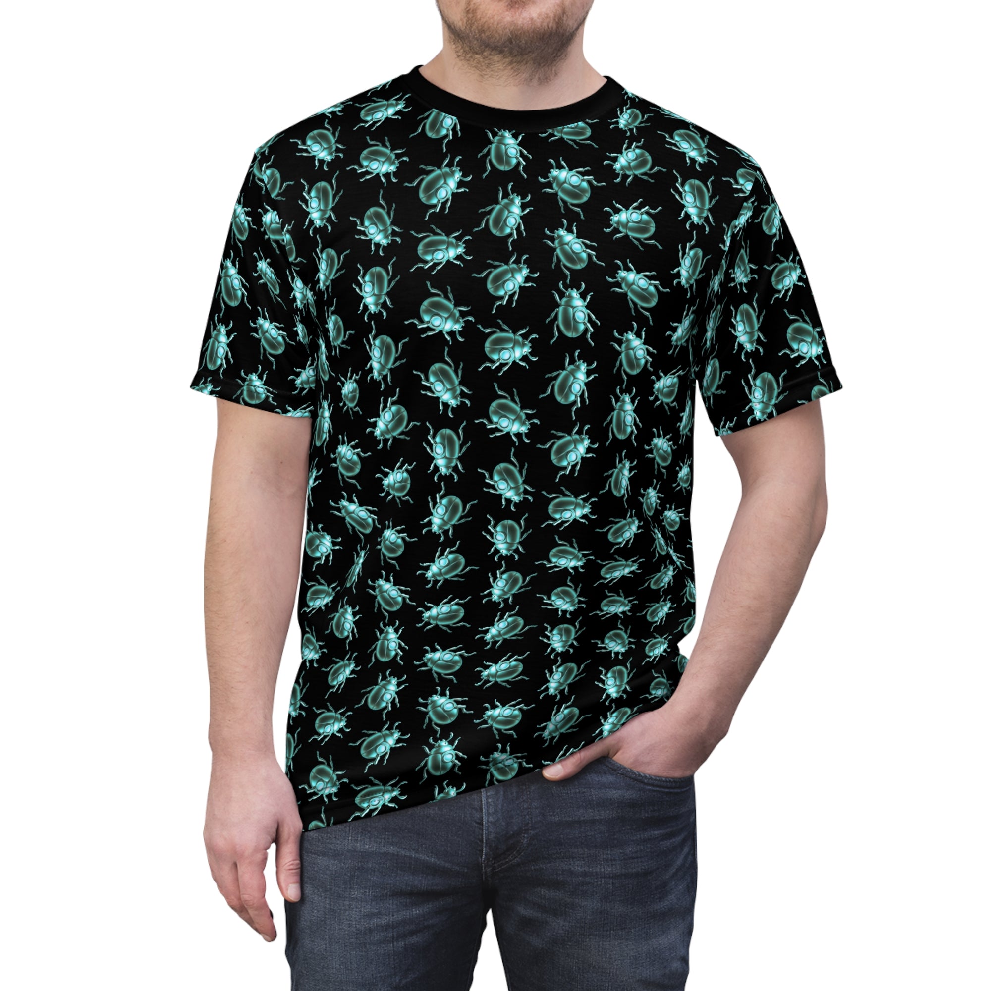 Beetle Neon Blue Color Pop All Over Print T Shirt For Men & Women