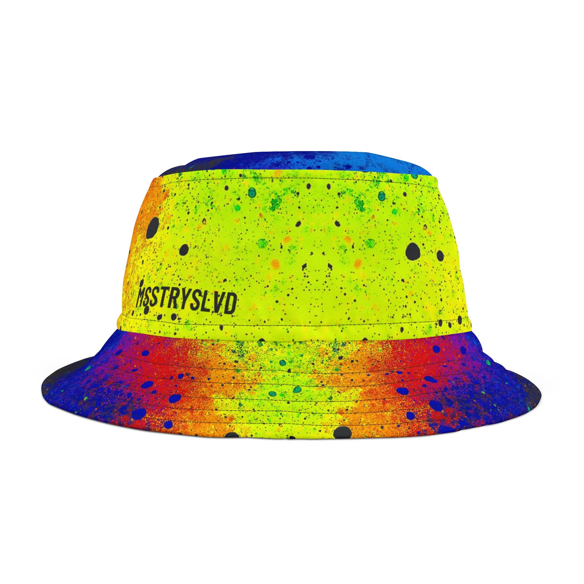 BEACON Color Splash Bucket Hat in Neon Yellow, Blue & Orange | Reversible Bold Streetwear Festival Hat Unisex