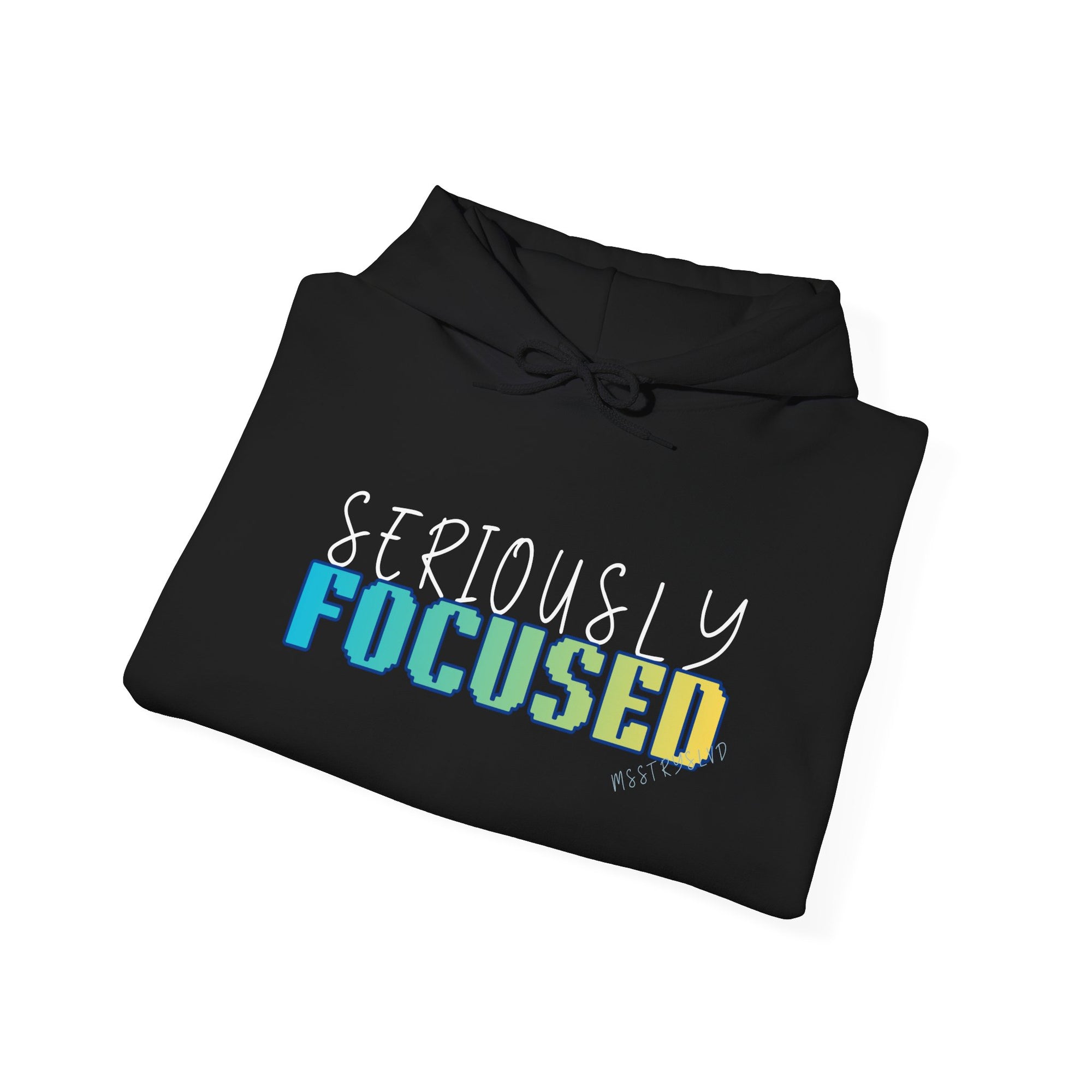 Embroidered Seriously Focused Heavy Blend™ Hooded Sweatshirt Quote Retro Pixel