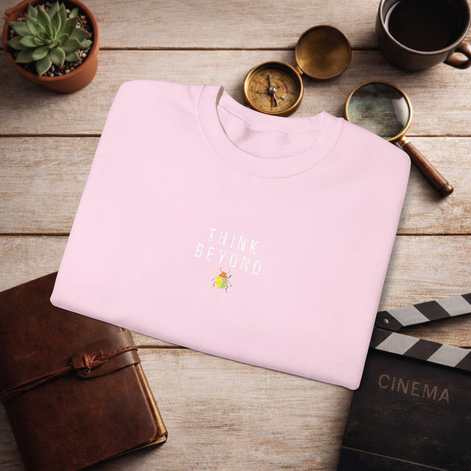 Think Beyond Embroidered Sweatshirt | Minimal Motivational Crewneck, Premium Unisex Embroidery, Thoughtful Streetwear