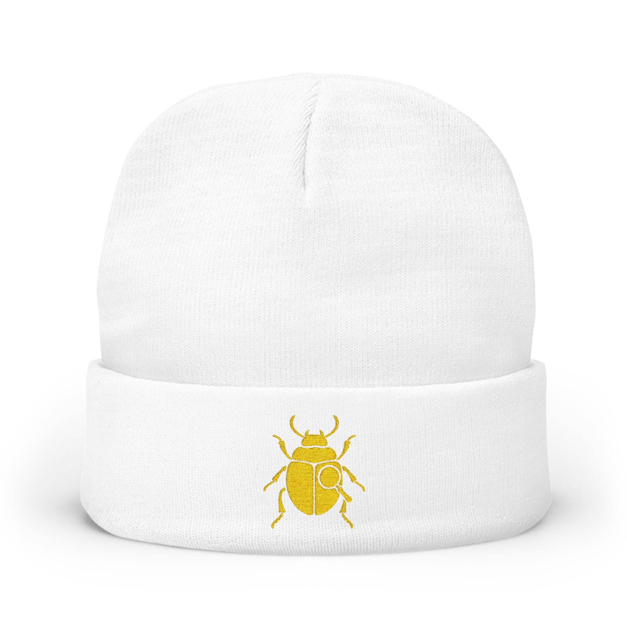 Golden Beetle Knit Beanie (Embroidery)