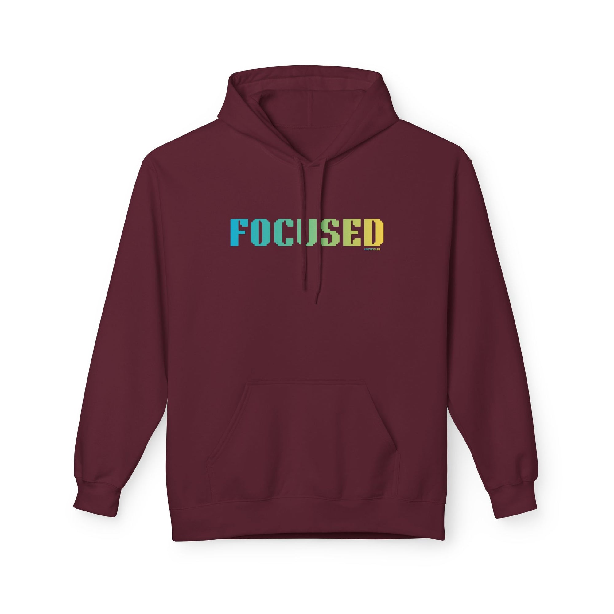 Focused Bold Big Quote Hoodie | Bold Colorful Print Retro Graphic Pullover