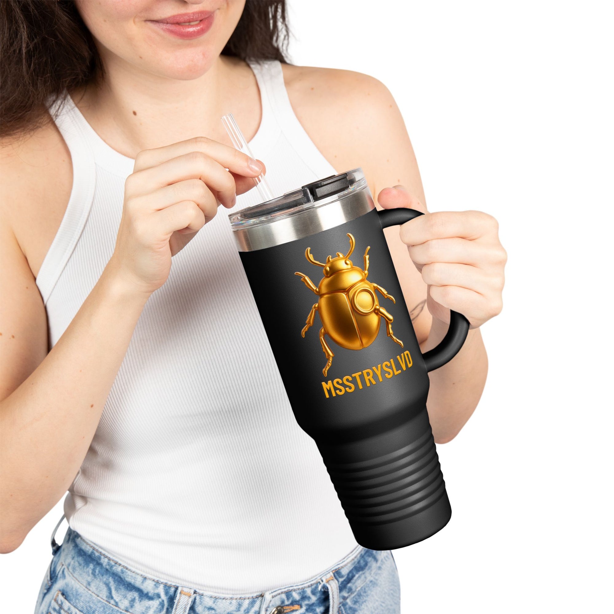 MSSTRYSLVD Gold Scarab – Insulated Travel Mug, 40oz