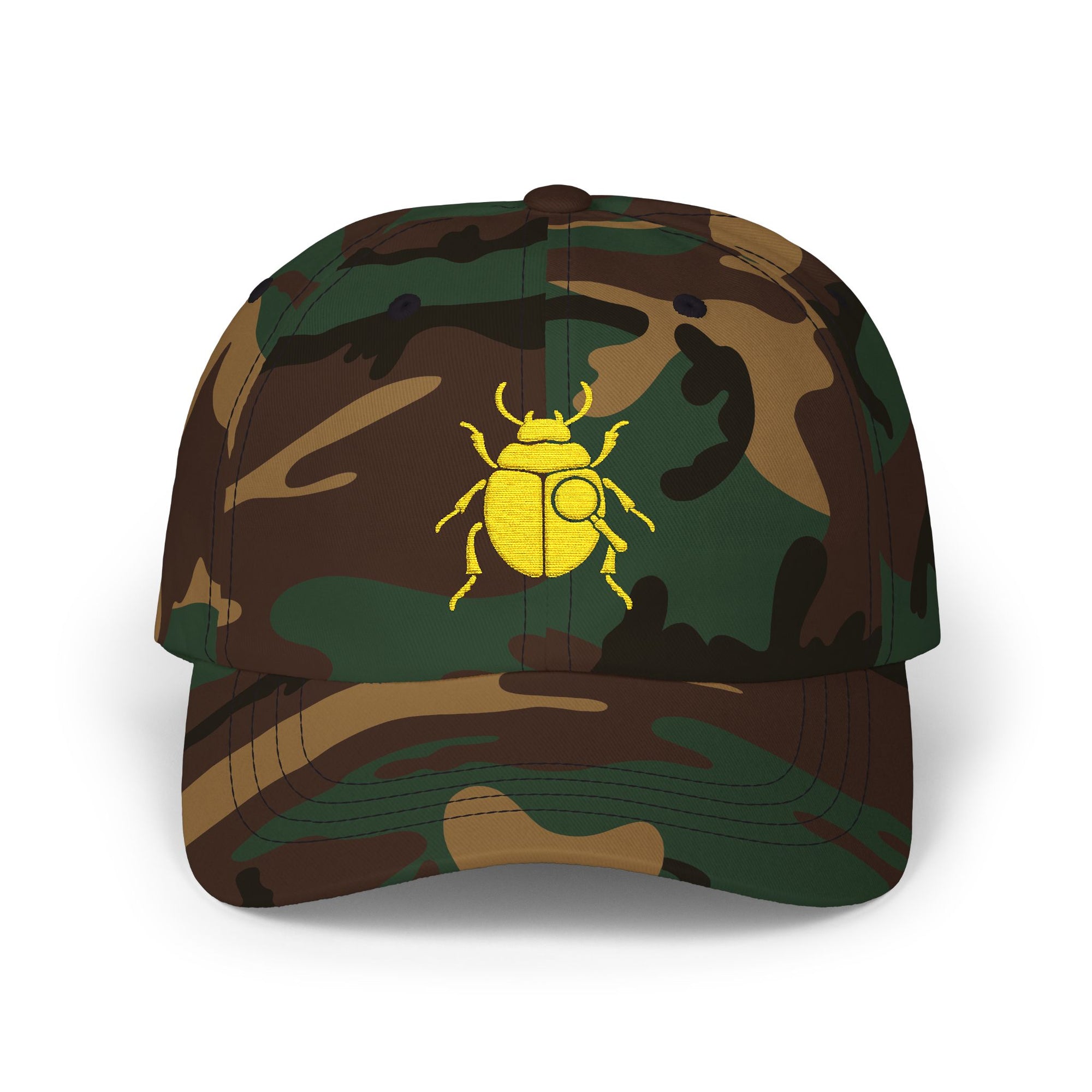 Classic Unisex Dad Cap with Gold Beetle Embroidery – Retro Bug Design, Cool Streetwear Golden Insect Aesthetic Cap