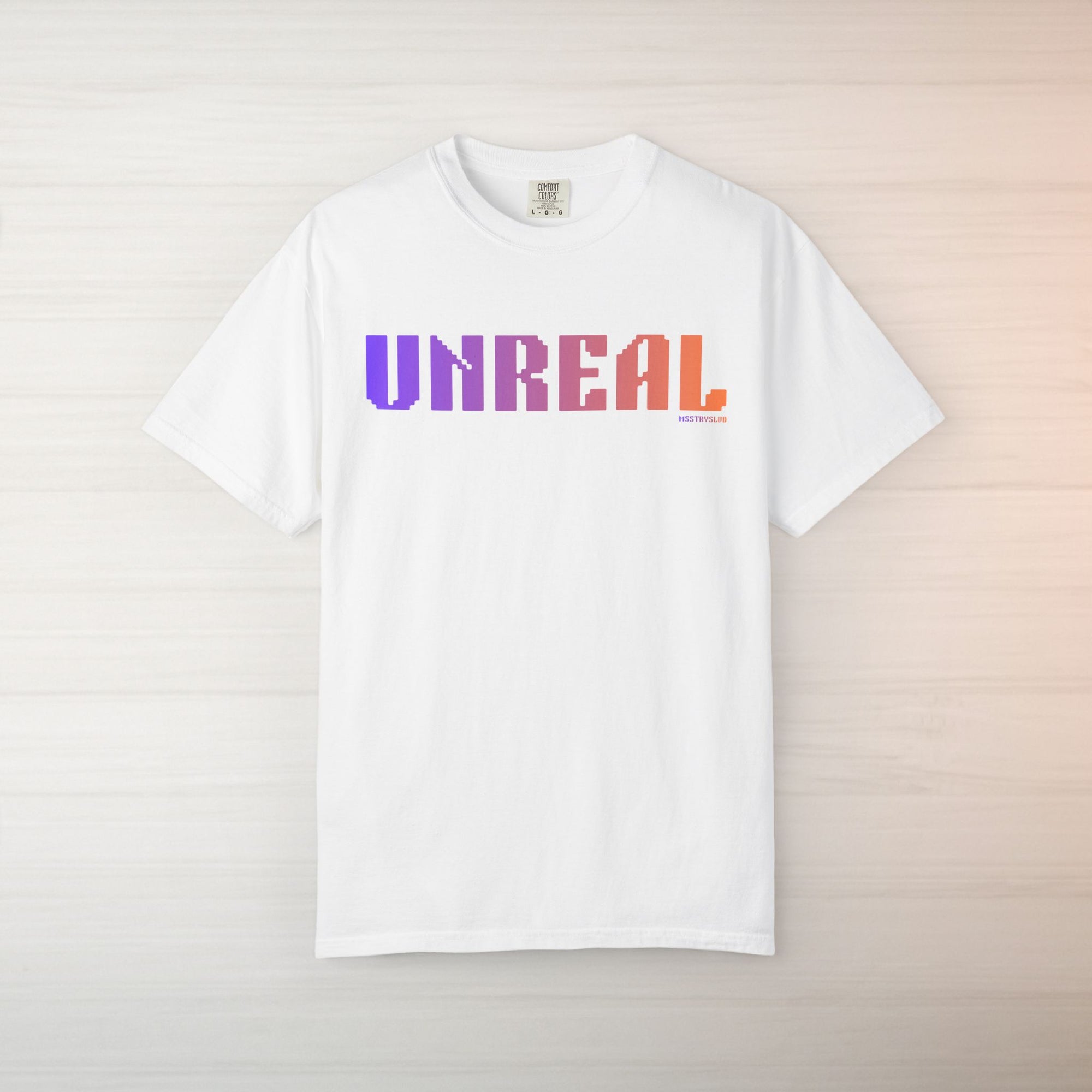 UNREAL Graphic T Shirt Aesthetic Streetwear Tee, Unisex Minimal Typography Shirt, Soft Pastel Fashion Top