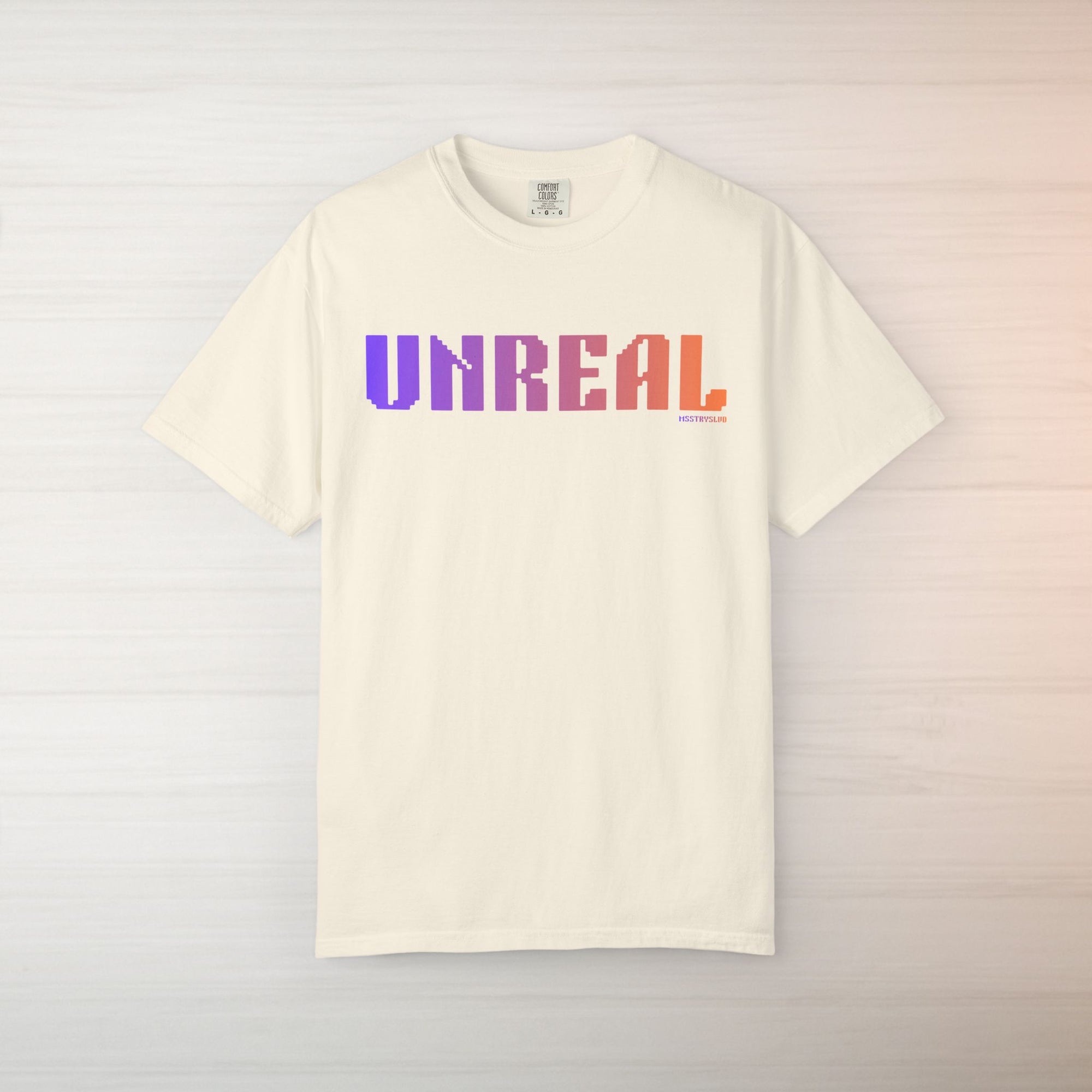 UNREAL Graphic T Shirt Aesthetic Streetwear Tee, Unisex Minimal Typography Shirt, Soft Pastel Fashion Top