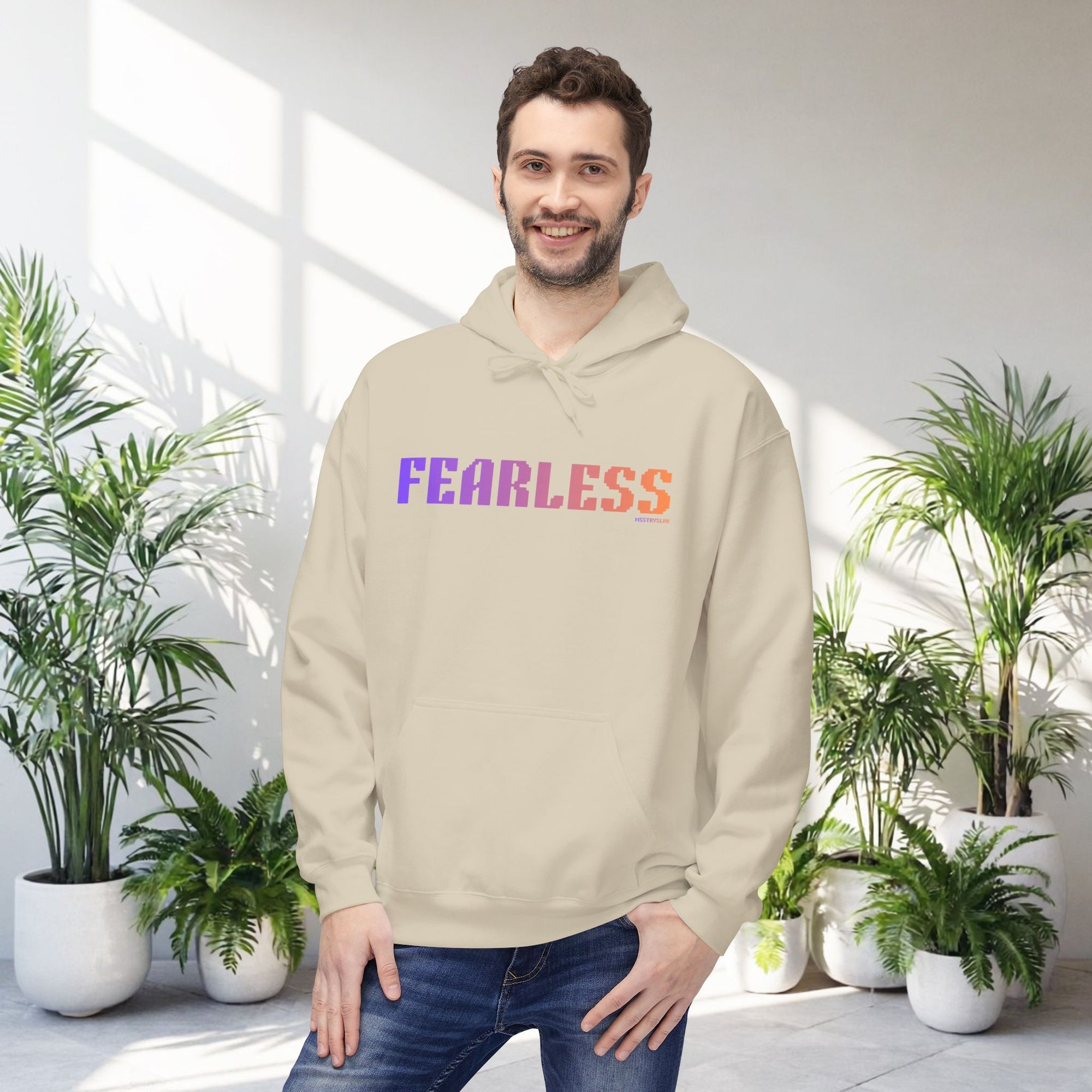 Fearless Bold Big Quote Hoodie | Bold Colorful Print Retro Graphic Pullover